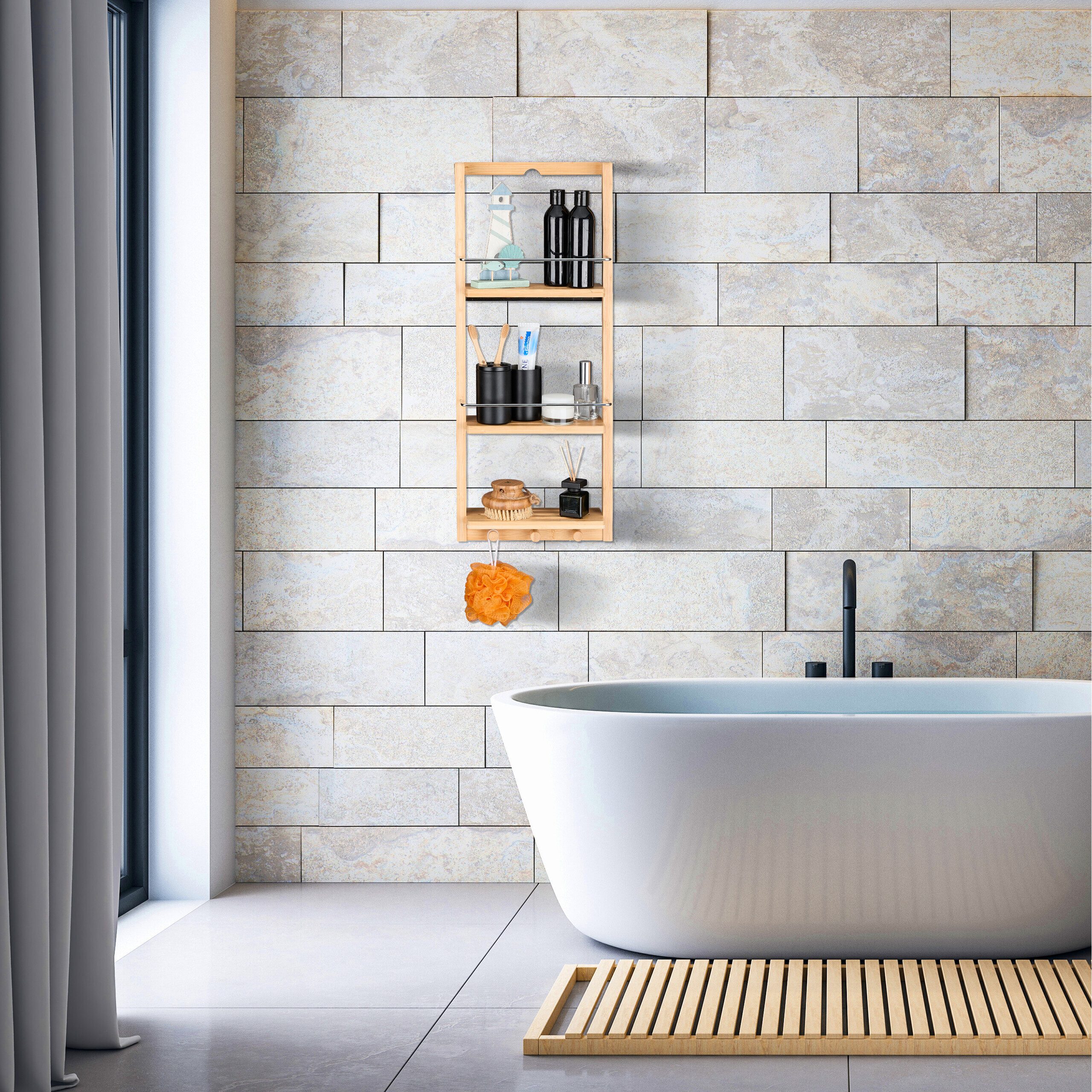 relaxdays Badregal Hängeregal Bad Bambus günstig online kaufen