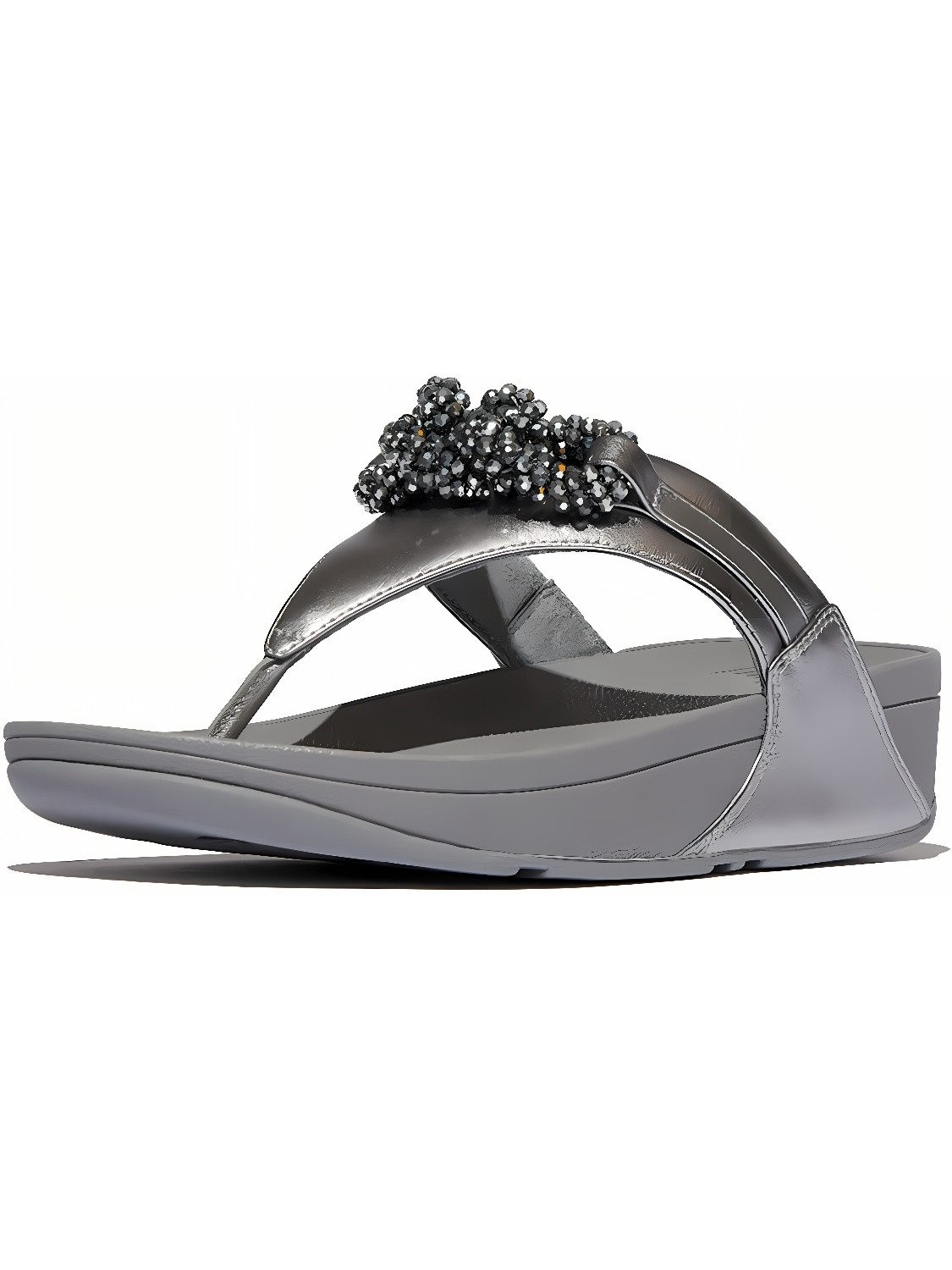 Lulu Beaded-Chain Leather Toe-Post Sandals Sandale