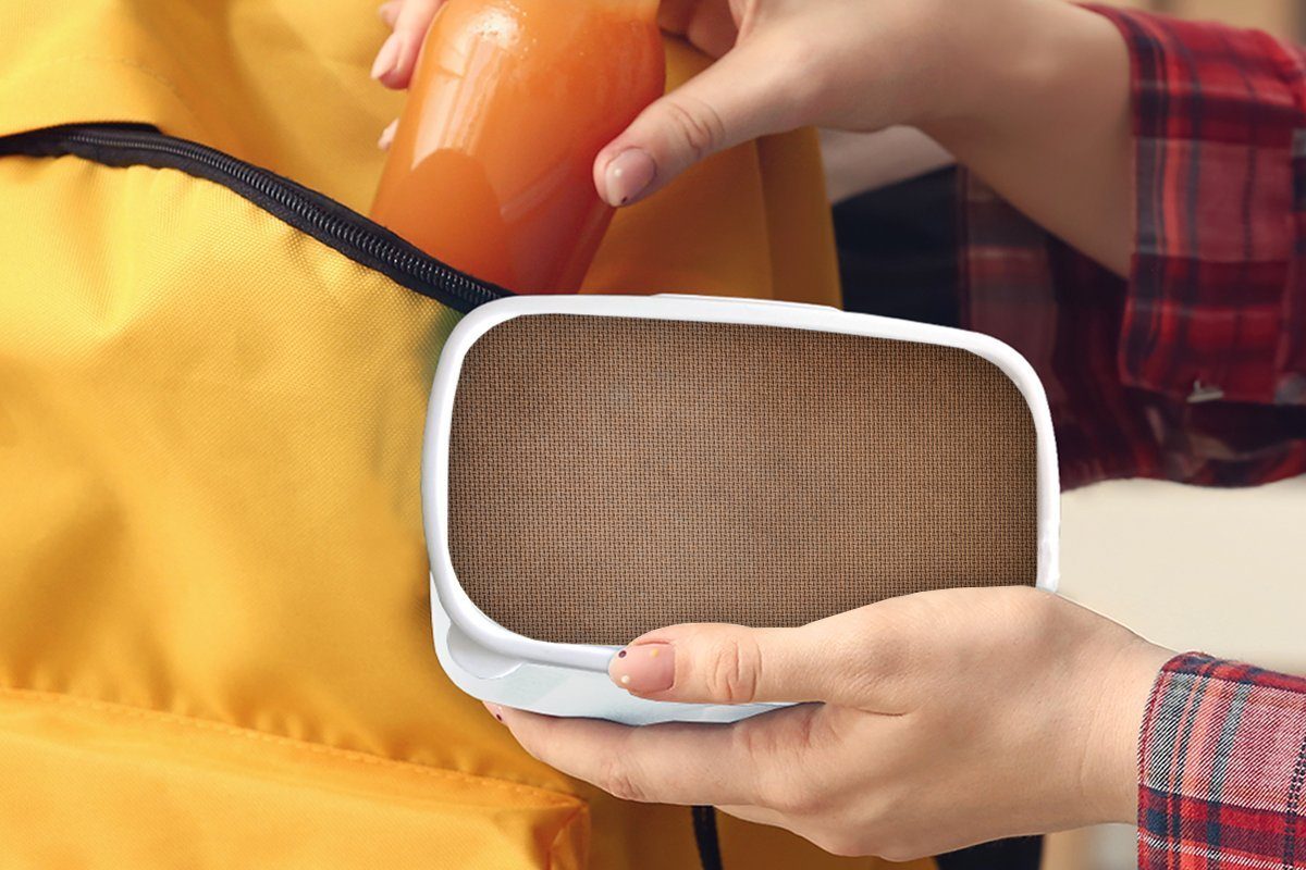 MuchoWow Lunchbox Schachbrettmuster - Orange für Mädchen Brotdose, - (2-tlg), und weiß Brotbox für Muster, Kunststoff, Jungs Hell - Kinder und Erwachsene