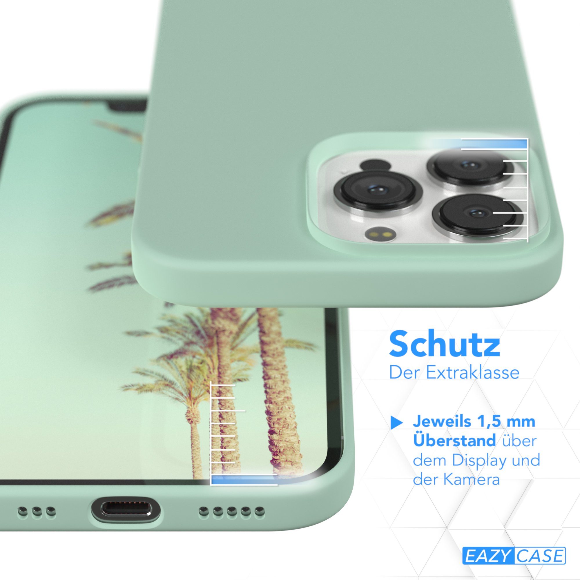 EAZY CASE Handyhülle Premium Silikon Case für Apple iPhone 13 Pro 6,1 Zoll, Cover Hülle mit Kameraschutz Bumper Case Slimcover kratzfest Mint Grün