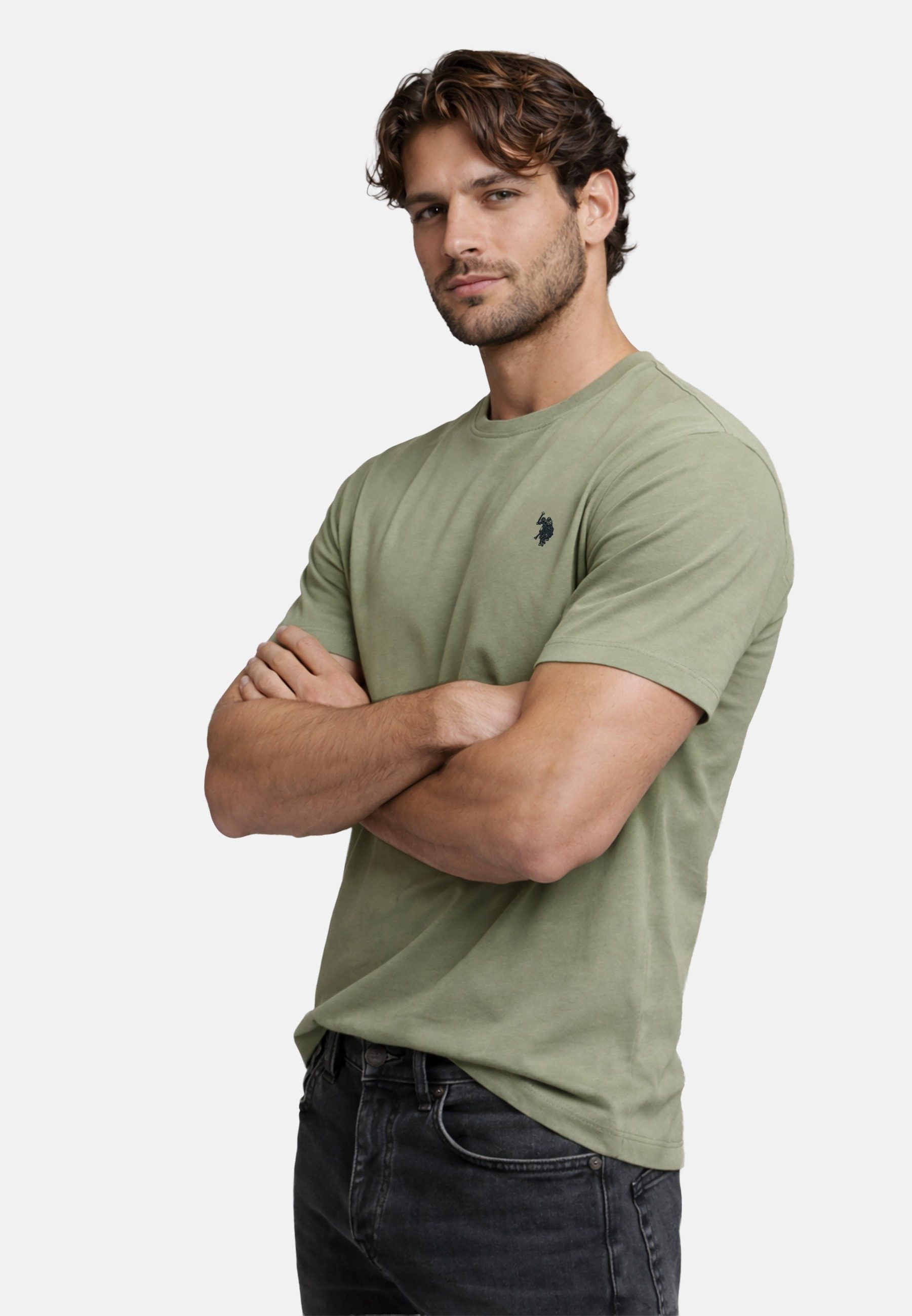 U.S. Polo Assn. T-Shirt USCaaleb – Herren Basic mit Rundhalsausschnitt 100 % Baumwolle mit weicher Haptik und leichtem Tragegefühl