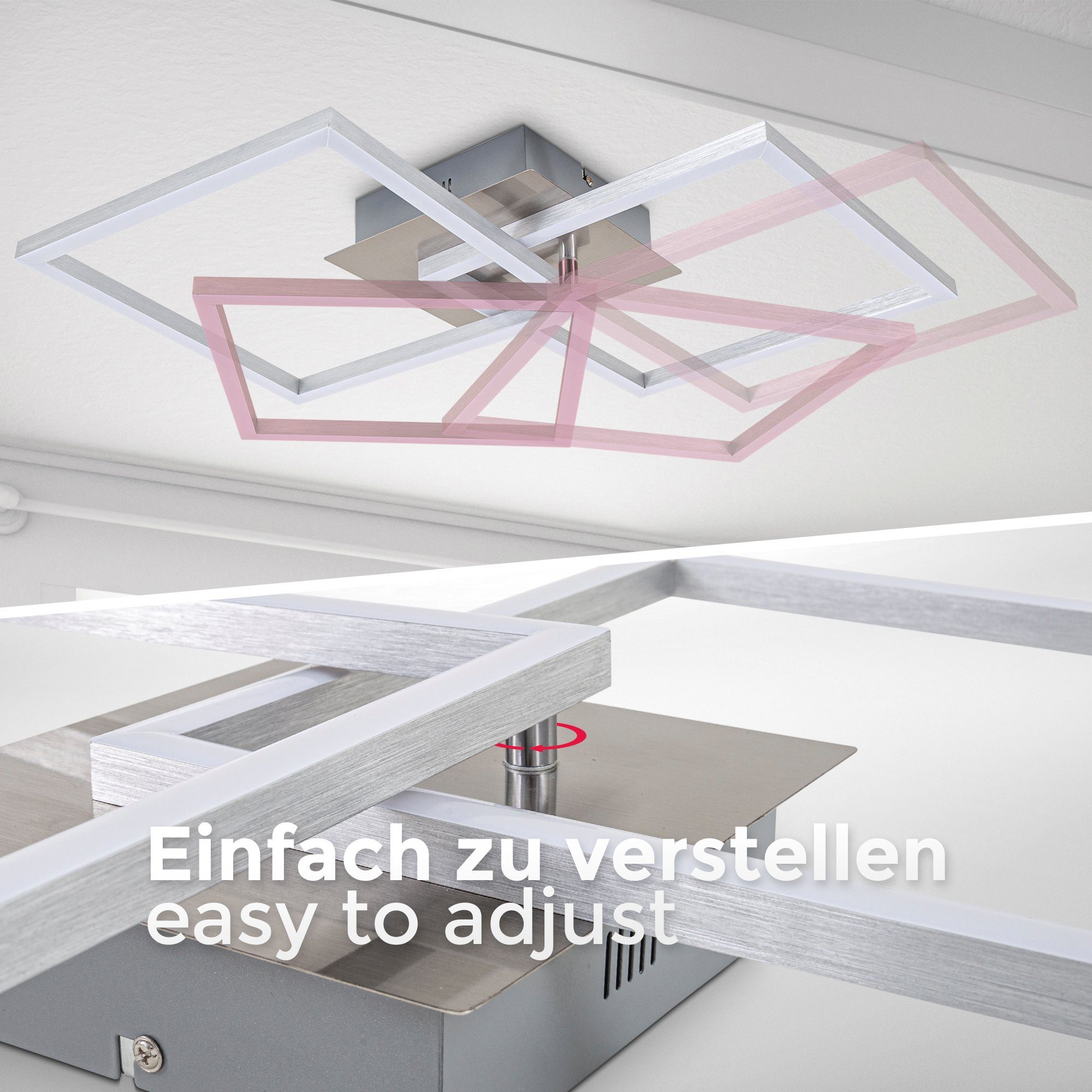 kaltweiß, Nachtlicht, mit Timer, Schwenkbar, Deckenlampe, Deckenleuchte - Frame Fernbedienung, Memoryfunktion, B.K.Licht 27W BK_FR1333 Fernbedienung, LED integriert, LED - Dimmbar, über CCT fest warmweiß CCT Farbtemperatursteuerung, LED