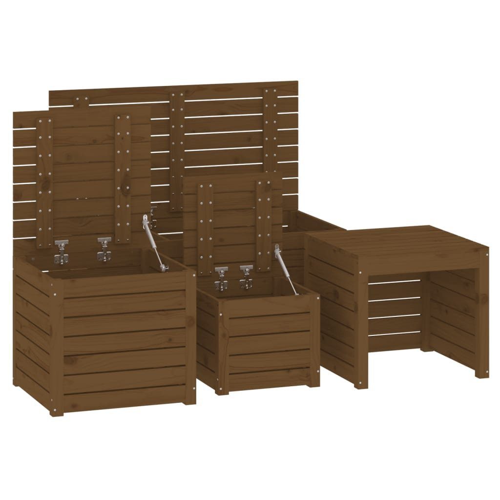 Kiefer 4-tlg Gartenbox-Set Honigbraun Massivholz vidaXL Auflagenbox