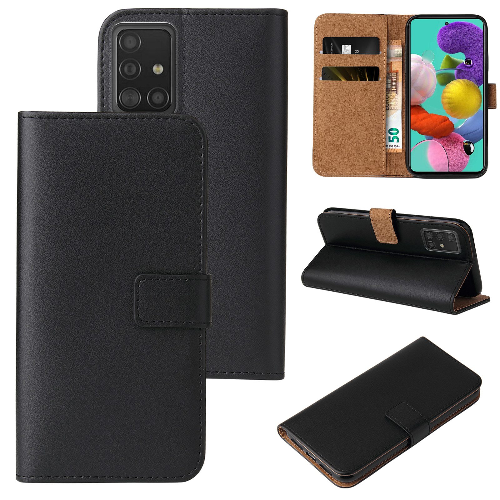 Tec-Expert Handyhülle Klapp Hülle für Samsung Galaxy A51 6.5 Zoll, 6.5, Flip Case für Samsung Galaxy A51