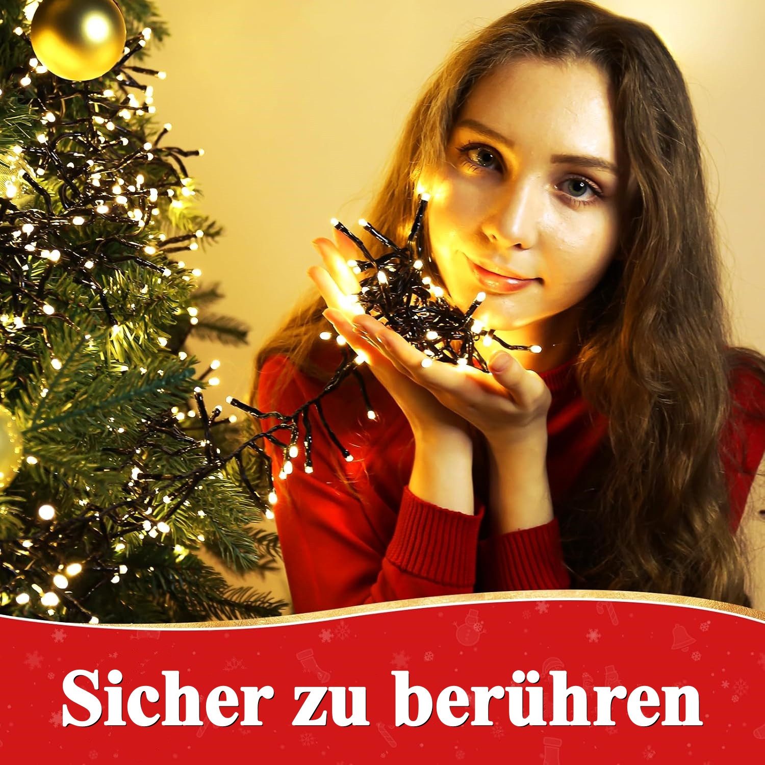 Quntis LED-Lichterkette 10-100M Lichterkette Weihnachtsdeko Innen/Außen mit Stecker, 8 Modi, Lichtervorhang Lichterkette Weihnachtsbaum Deko für Weihnachten