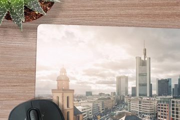 MuchoWow Mauspad Der zentrale Punkt 'Hauptwache' in Frankfurt, Deutschland (1-St), Gaming, Mousepad, Büro, 27x18 cm, Mausunterlage