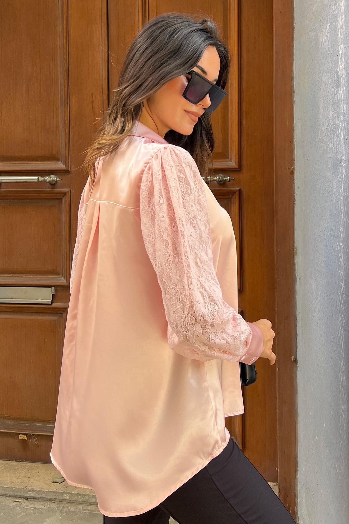 For You Moda Hemdbluse Roségold Satinbluse günstig online kaufen