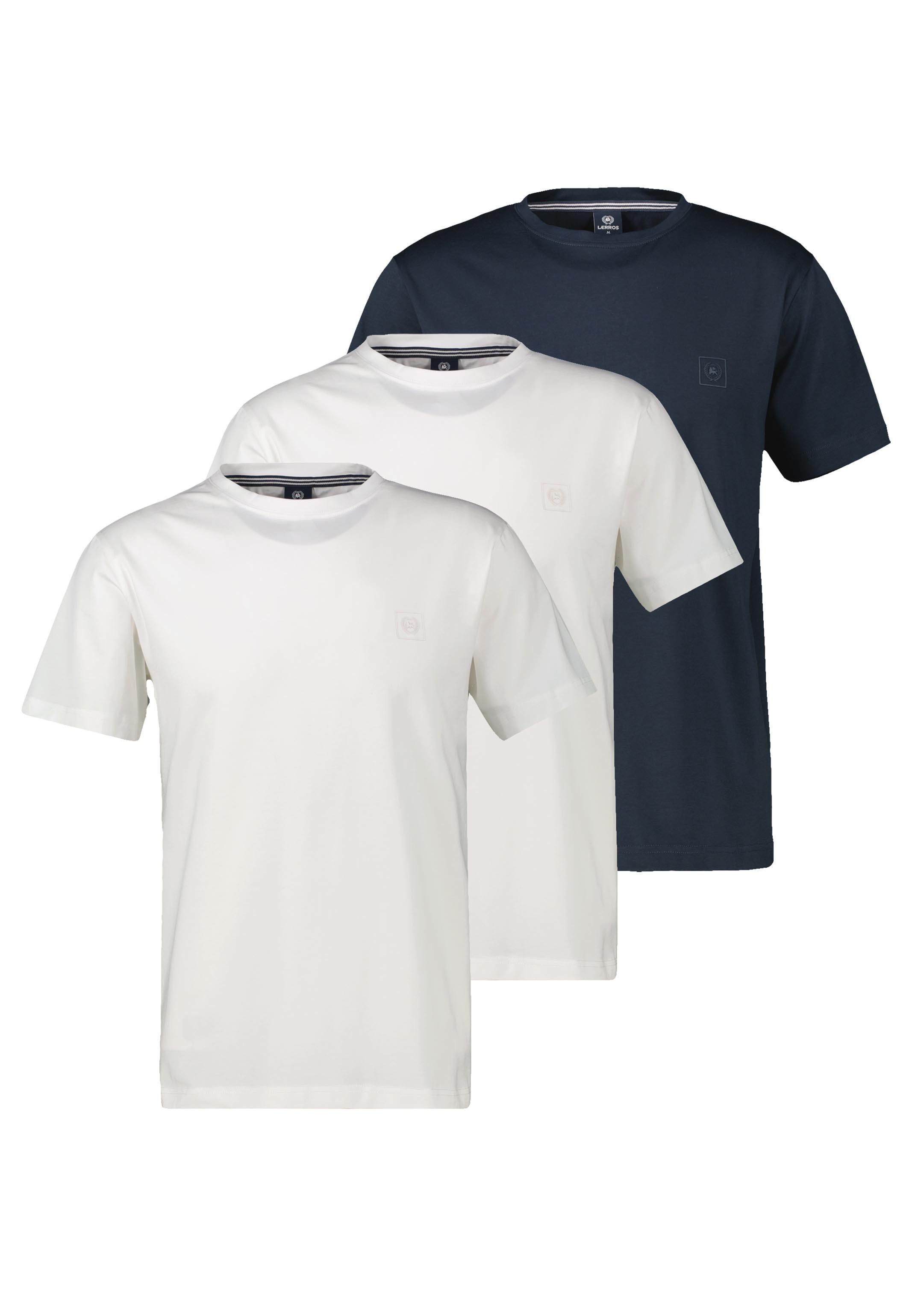 LERROS T-Shirt 3er Pack Basic (Spar-Set, 3-tlg) T-Shirt - Baumwolle - Atmungsaktiv - Pima Cotton extra weich
