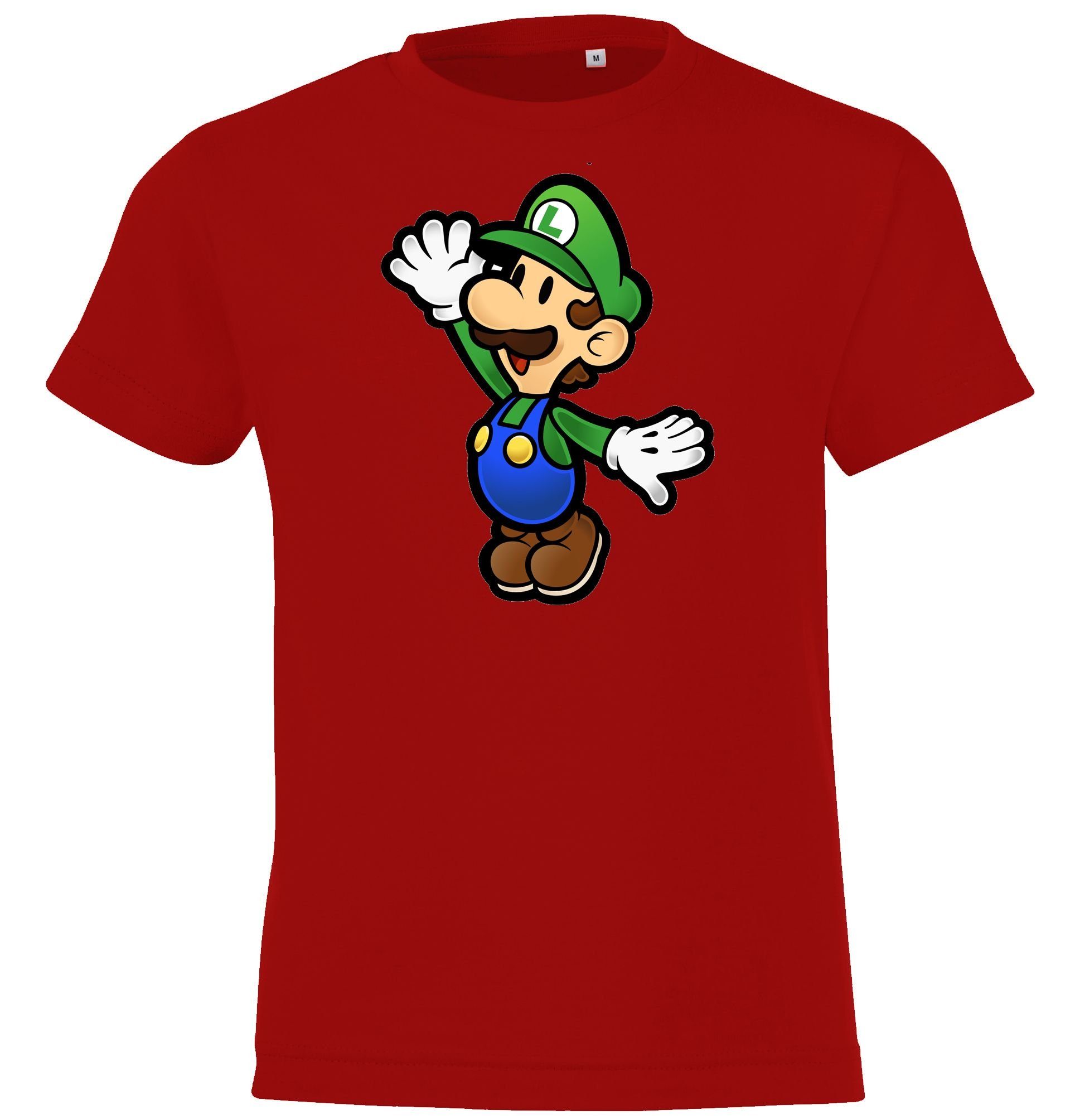 Mit Designz trendigem Rot Luigi Youth T-Shirt Front Modell Kinder Print T-Shirt