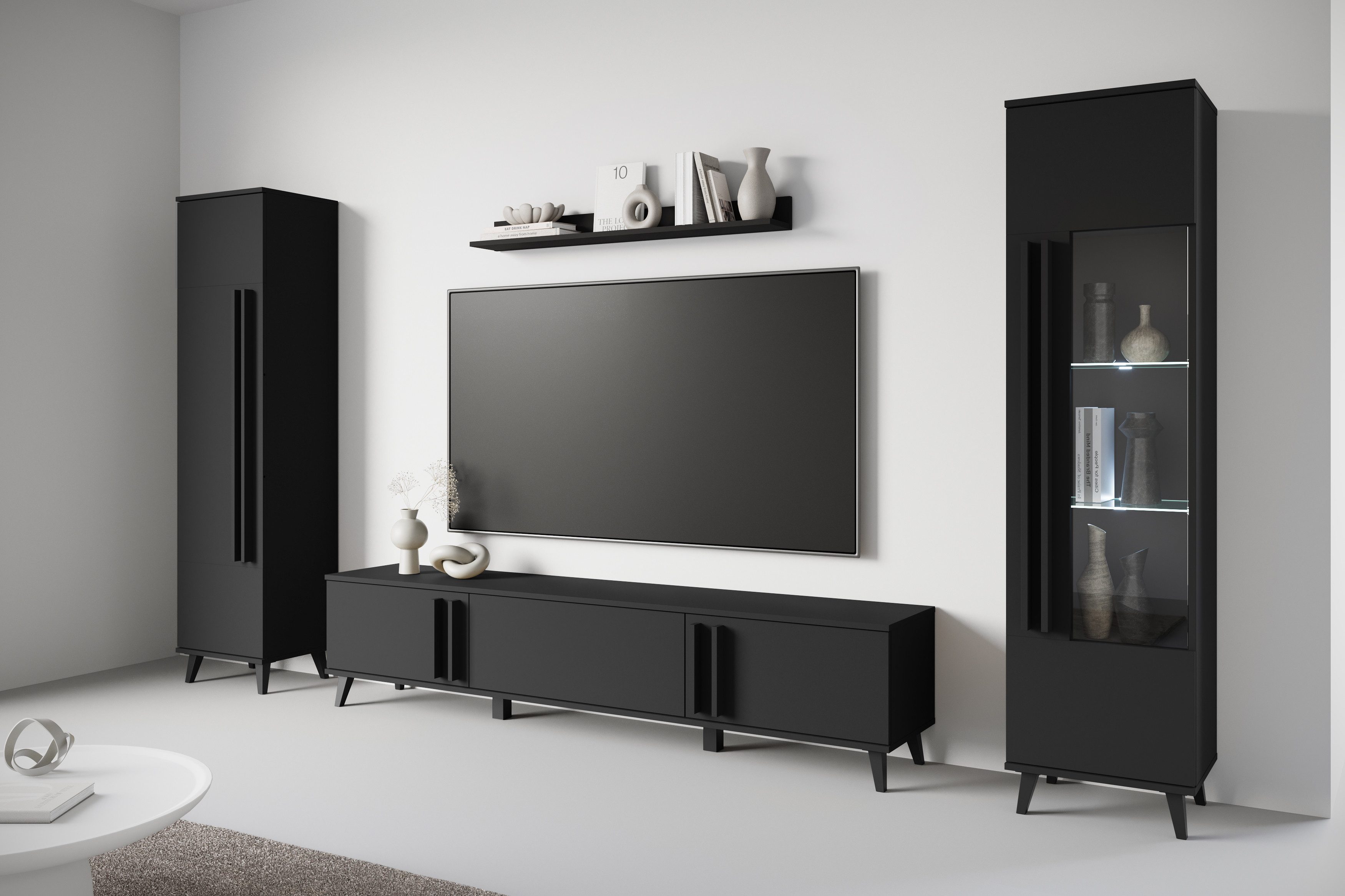 INOSIGN Wohnwand "Helsinki, Modernes Set mit verglaster Vitrine", (Komplett günstig online kaufen