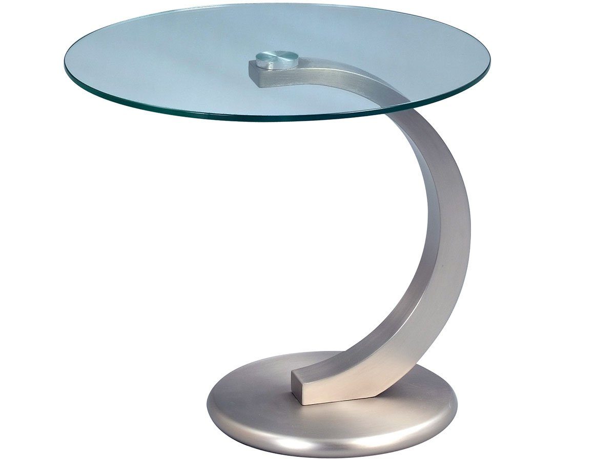 möbelando Beistelltisch Egor, Moderner Beistelltisch mit einem Gestell aus Metall und einer aus Sicherheitsglas gefertigten Tischplatte, einer Breite von 50 cm, einer Höhe von 46 cm und einer Tiefe von 50 cm