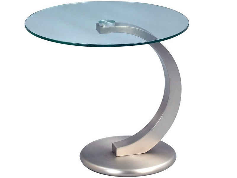 möbelando Beistelltisch »Egor«, Moderner Beistelltisch mit einem Gestell aus Metall und einer aus Sicherheitsglas gefertigten Tischplatte, einer Breite von 50 cm, einer Höhe von 46 cm und einer Tiefe von 50 cm