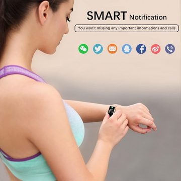 ECOSOON 30 Tage langes Standby Smartwatch (1,47 Zoll, Android iOS), Fittnessarmbanduhr Frauen mit 123 Sportmodi Pulsmesser Schlafmonitor