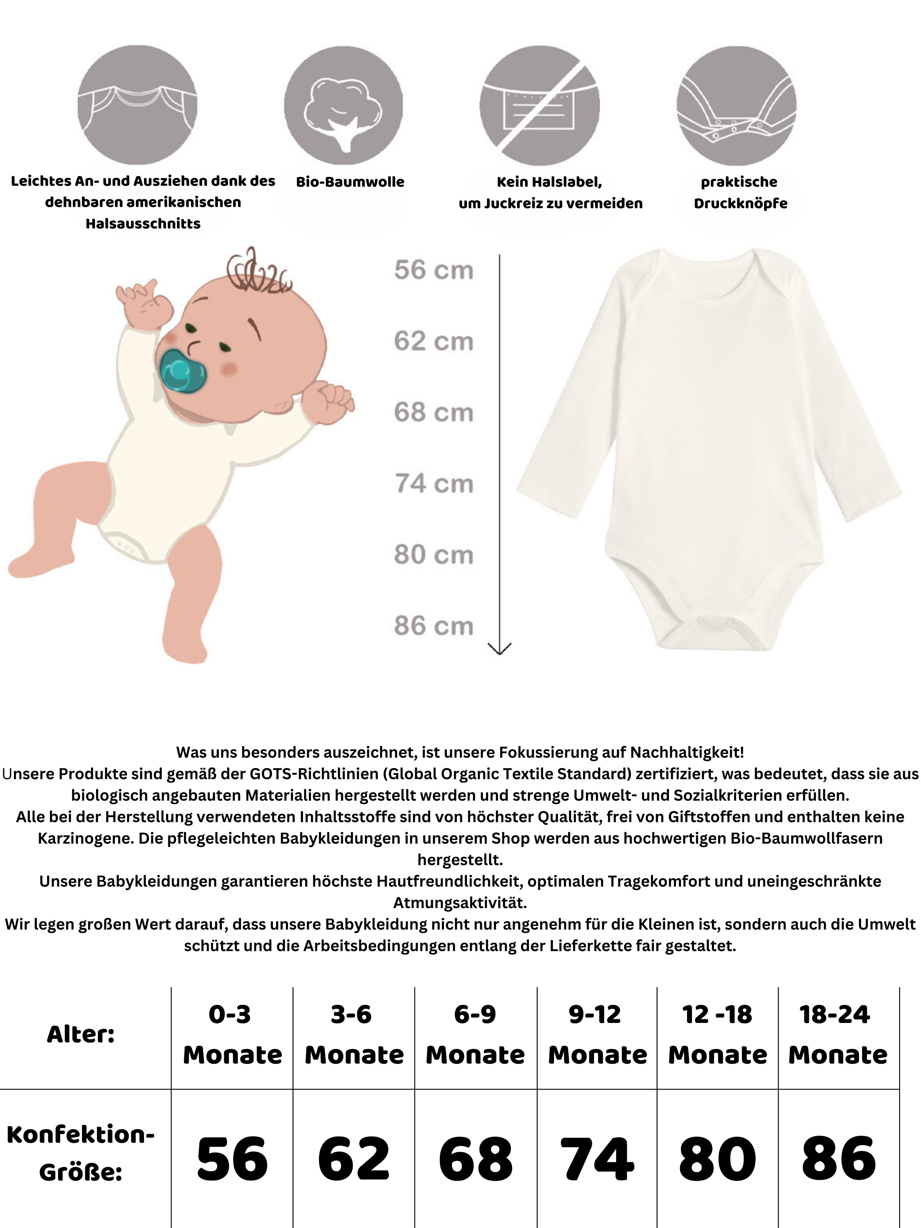 biorganic Langarmbody (5er Pack) für Jungen und Mädchen, Unisex, Mehrfarbig, Baby Body (Set, 6-tlg., 5er-Pack Bodys & 1 Beutel) Langarm, 100% Bio-Baumwolle, GOTS-zert., mit praktischen Druckknöpfen