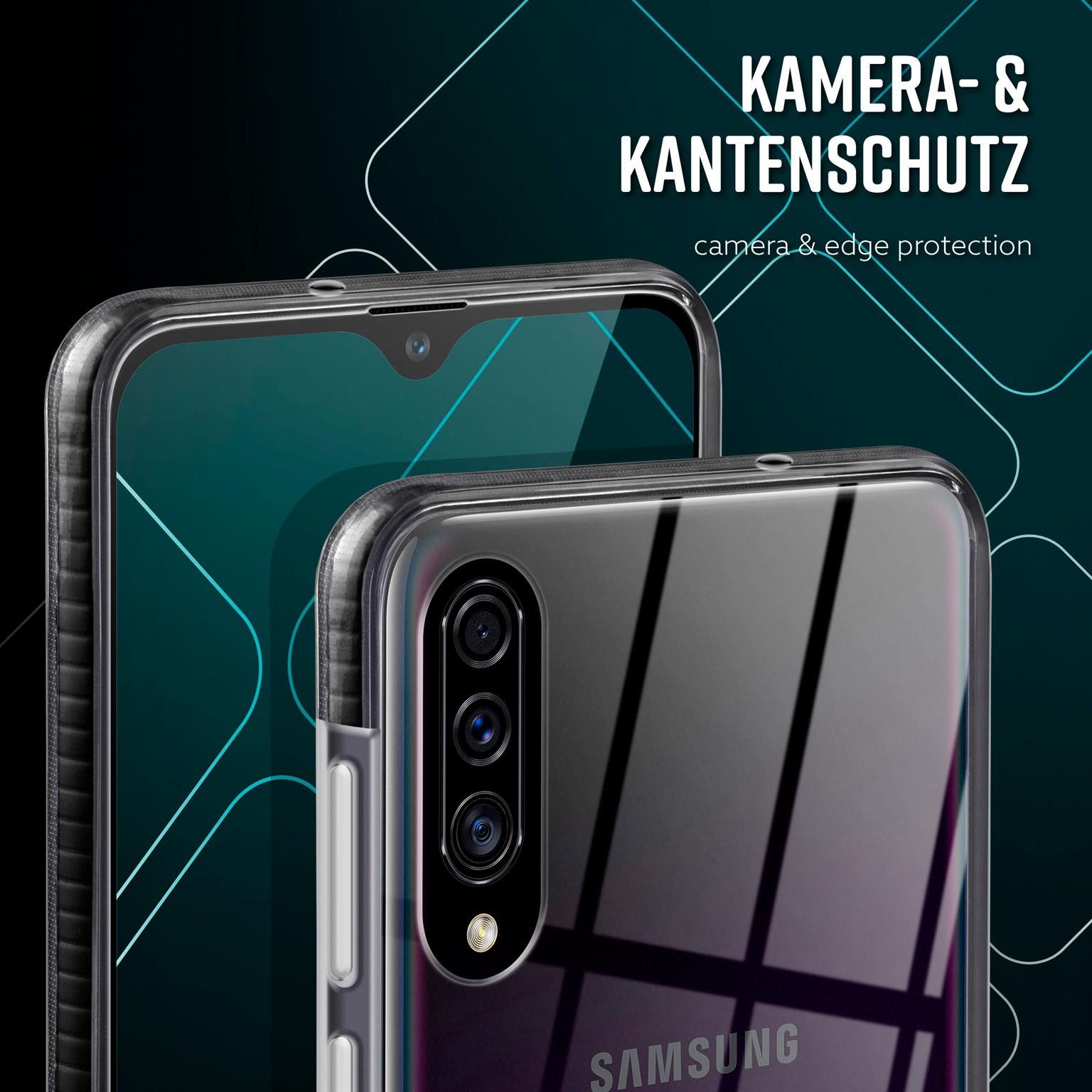 ONEFLOW Handyhülle für Samsung Galaxy A30s Hülle Silikon Cushion Case Schwarz 6,4 Zoll, Schutzhülle Transparent Bumper Back Cover Silikonhülle Durchsichtig
