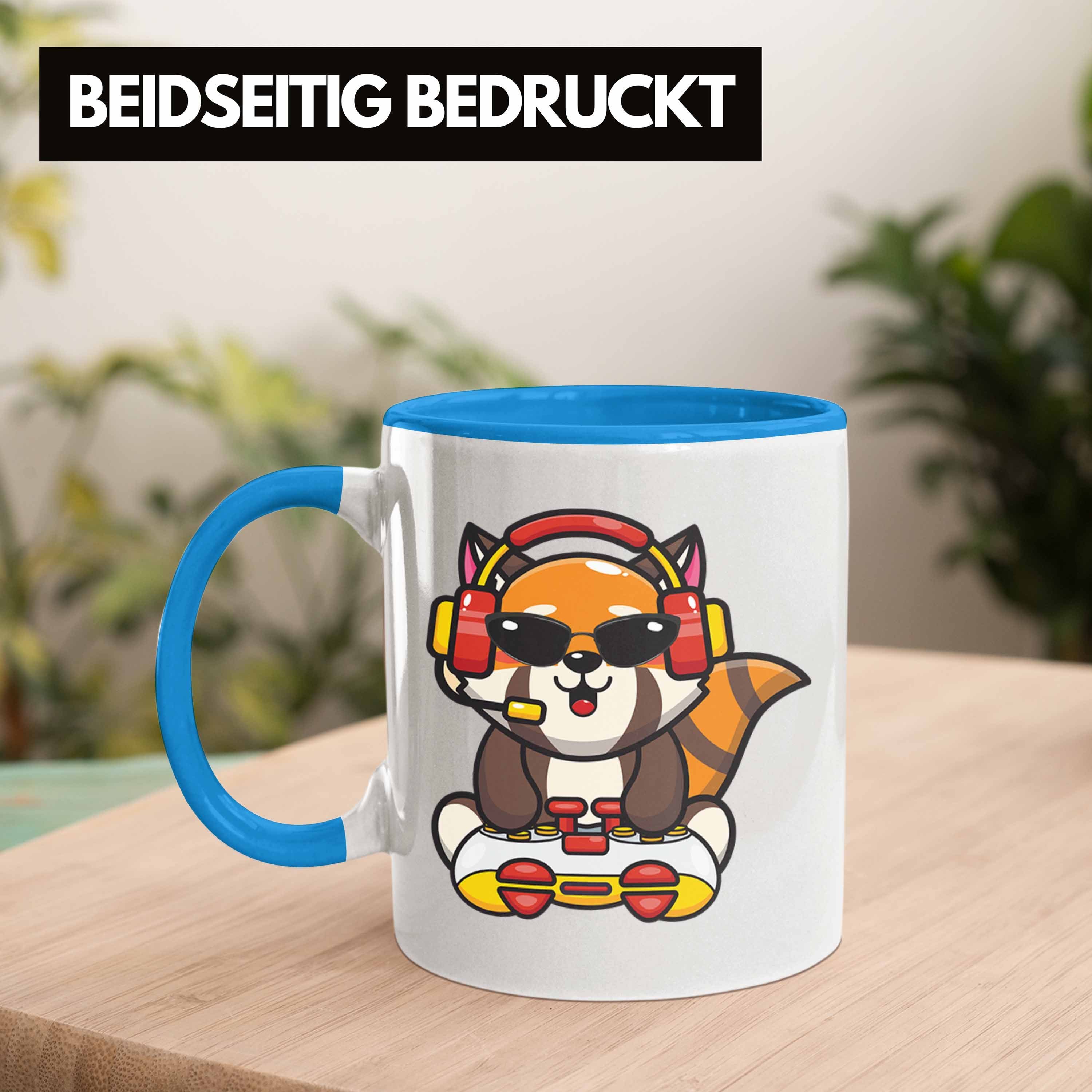 Kinder Mädchen Jungen Geschenkidee Panda Trendation Gamer Blau Lustige Gaming Tasse Jungs Tasse für Gaming Grafik Trendation -