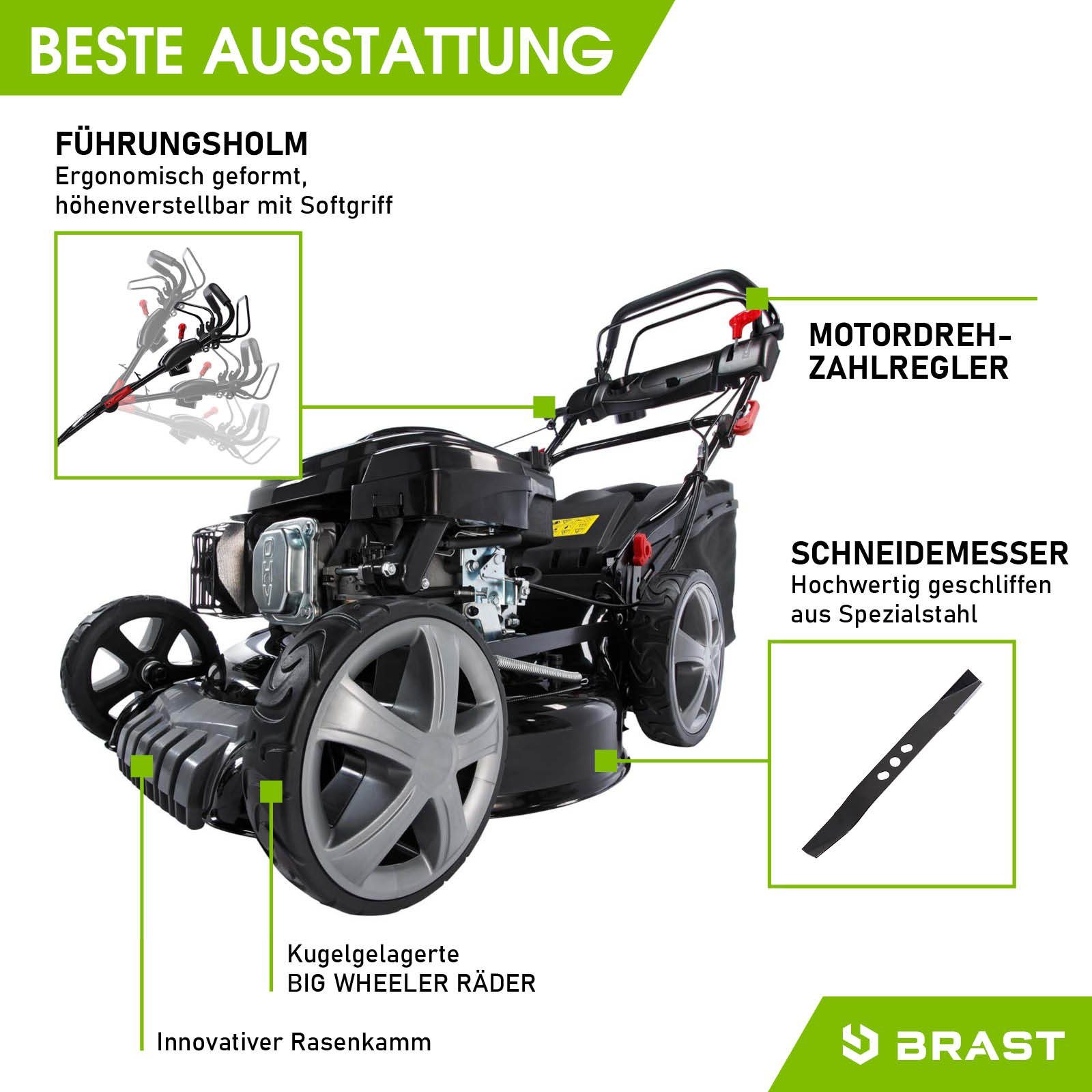 BRAST Benzinrasenmäher mit Antrieb 5,2kW(7PS) 4 Takt OHV Motor TÜV