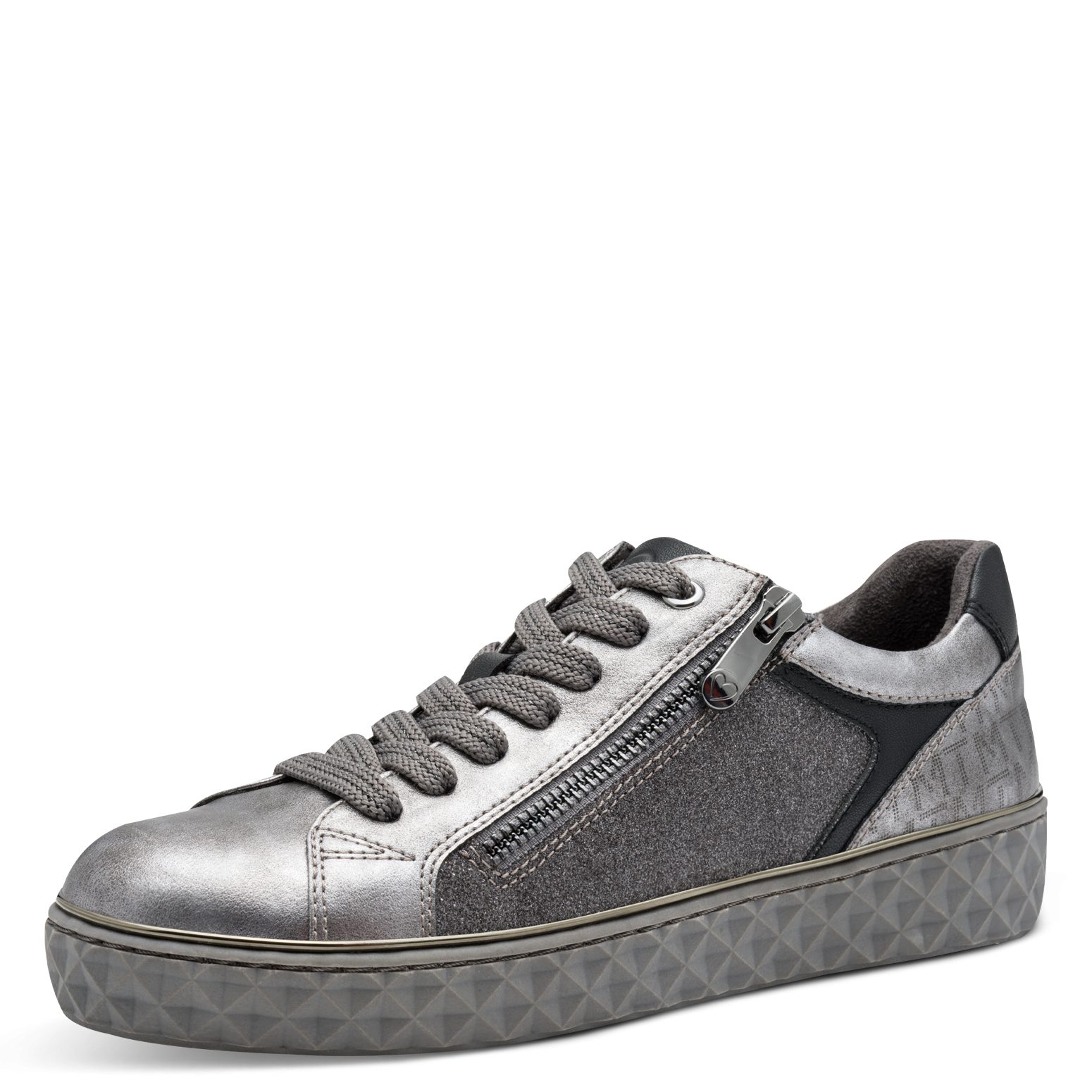MARCO TOZZI Plateausneaker, Freizeitschuh, Halbschuh, Schnürschuh mit Prägungen im Plateau