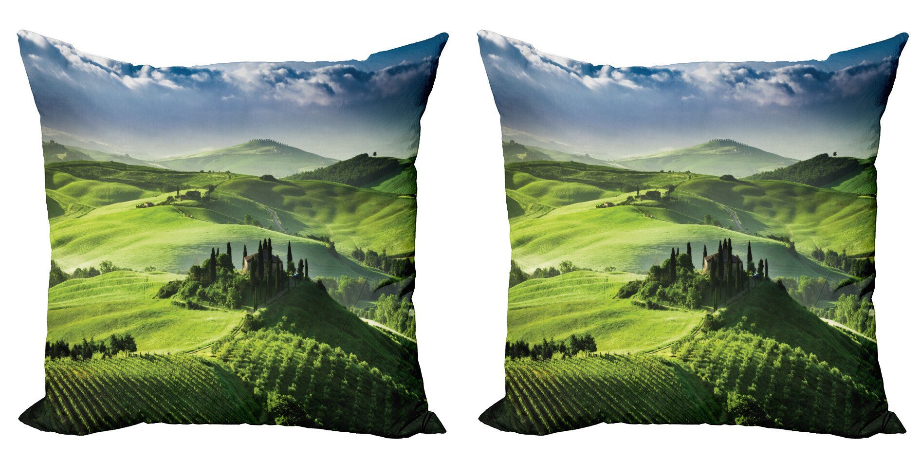 Kissenbezüge Modern Accent Doppelseitiger Digitaldruck, Abakuhaus (2 Stück), Landschaft Sonnenaufgang im Tal