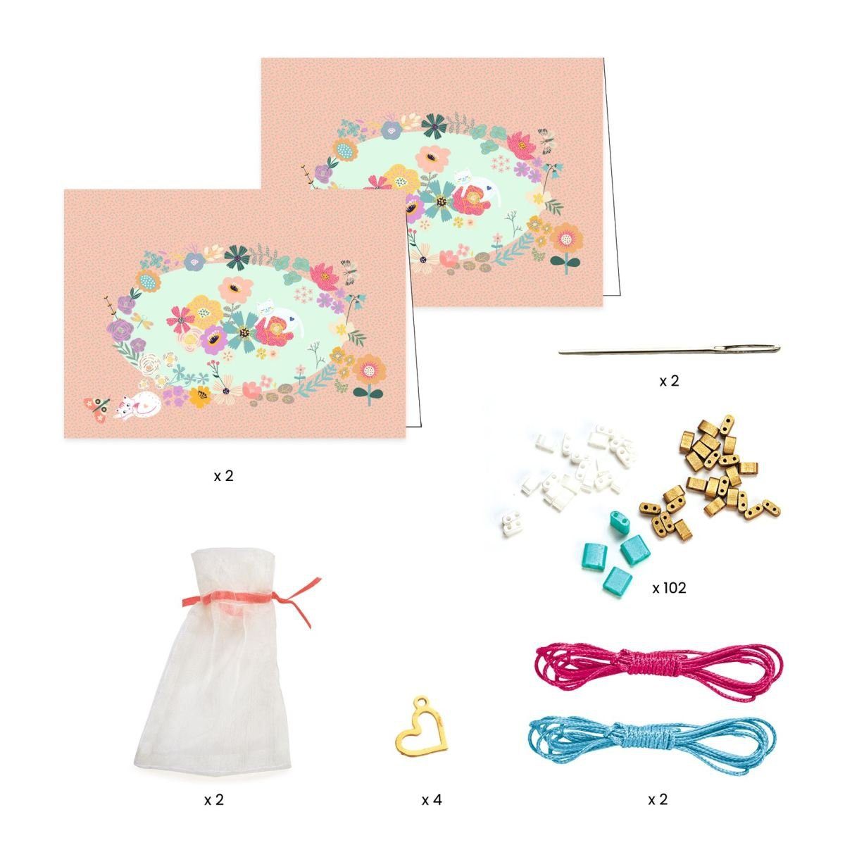 DJECO Kreativset Perlen Schmuck Armbänder basteln: Blumen Bastelset