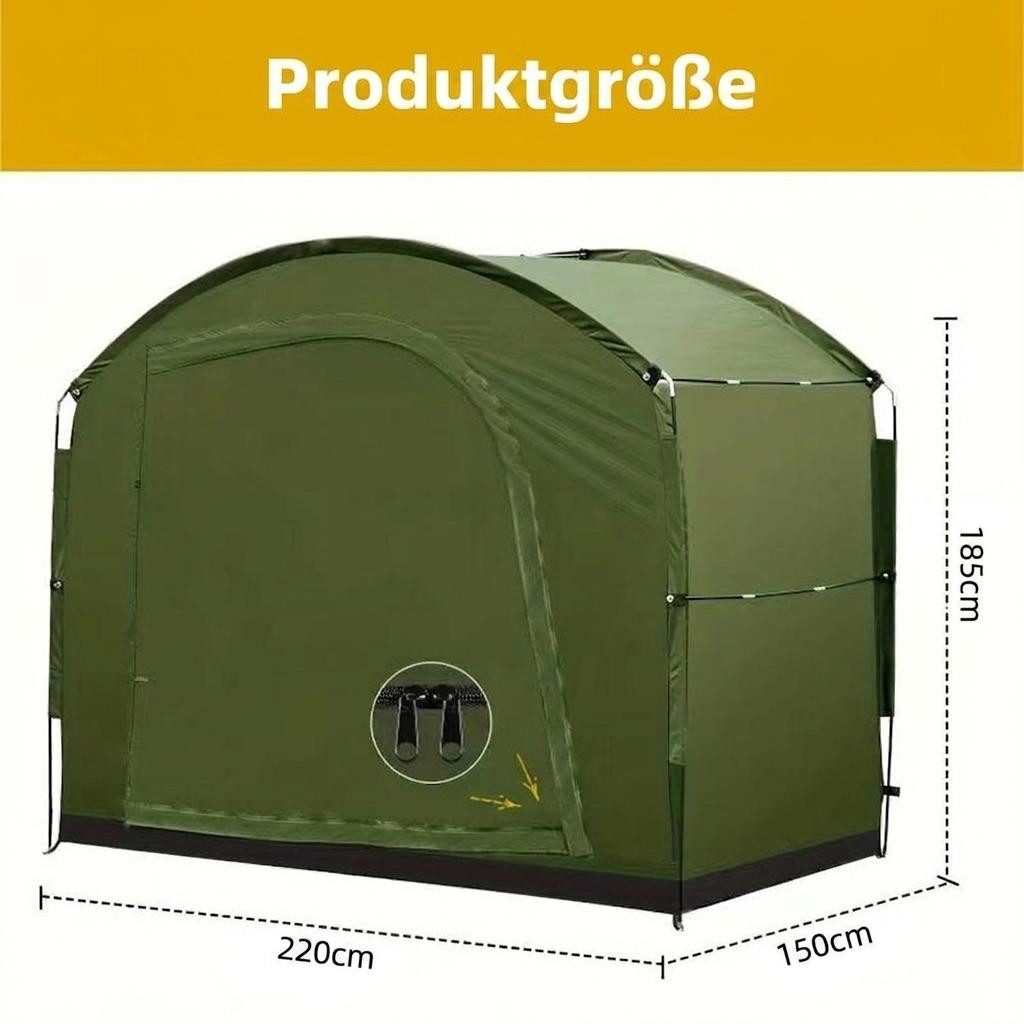 GarveeMore Gerätezelt Fahrradzelt Camping 420D Oxford Tuch Wasserdicht,220x150x185cm, UV-Beständig, Wind- und Schneefest,mit Großem Stauraum Fahrradzelt