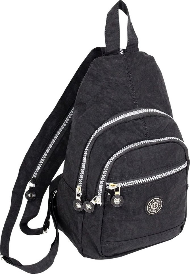BAG STREET Freizeitrucksack Bag Street Cityrucksack schwarz crinkle (Cityrucksack), Damen, Jugend Cityrucksack, Freizeitrucksack Nylon, schwarz 35cm hoch