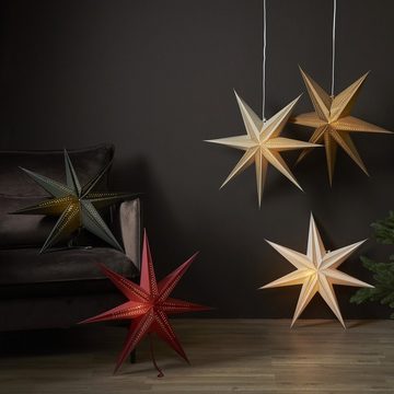 MARELIDA LED Stern Papierstern Leuchtstern Weihnachtsstern Advent Faltstern hängend 60cm