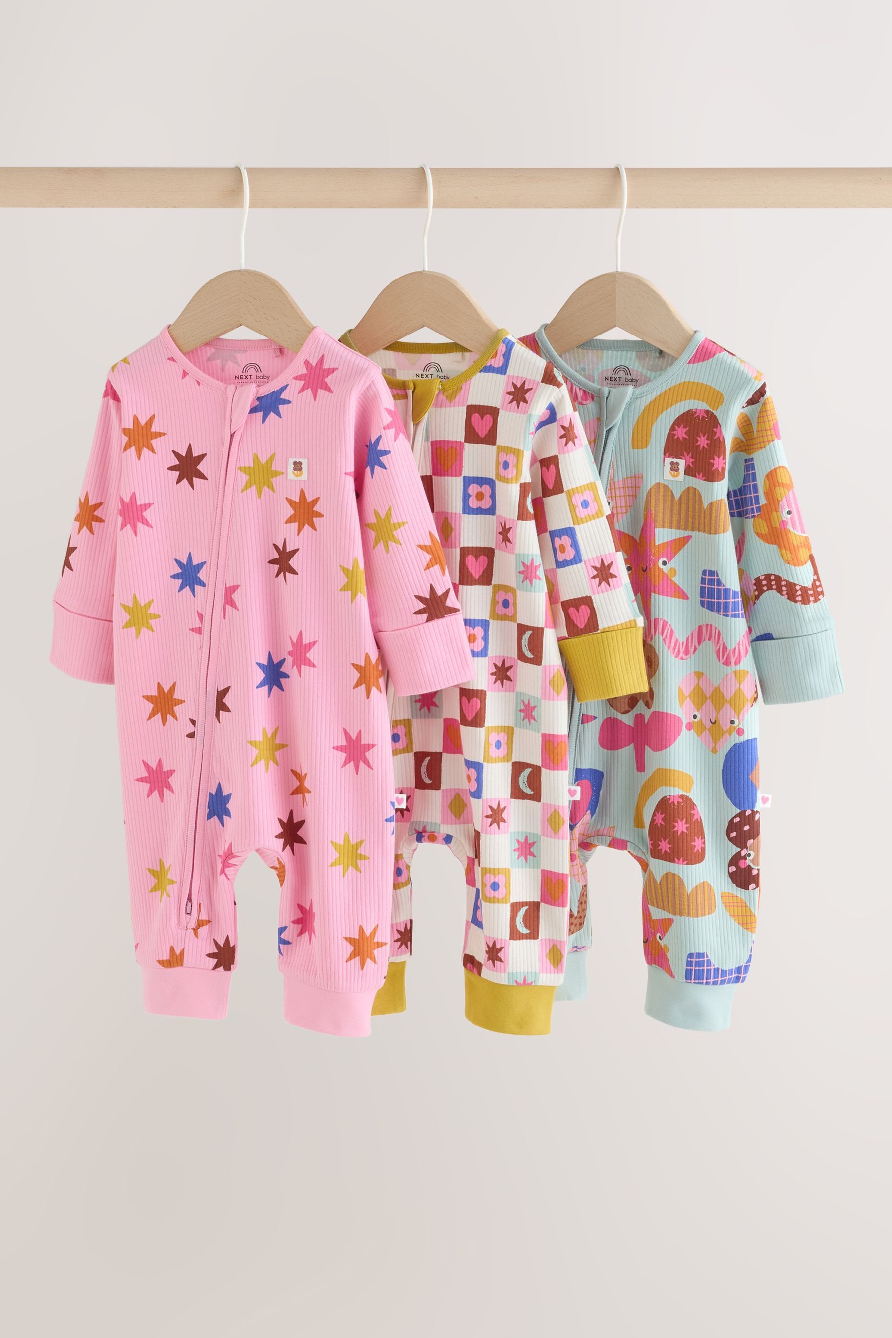 Next Schlafoverall Babyschlafanzüge mit Zweiwege-RV, 3er-Pack (3-tlg) – Bild 5 von 5