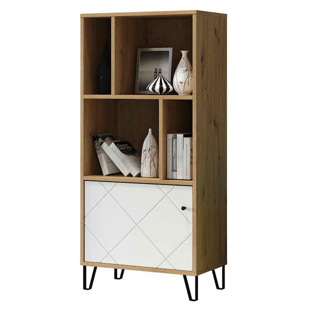 trendteam Bücherregal, Regalschrank Regal Wohnzimmerregal Möbel Braun/Weiß 63x136x40cm