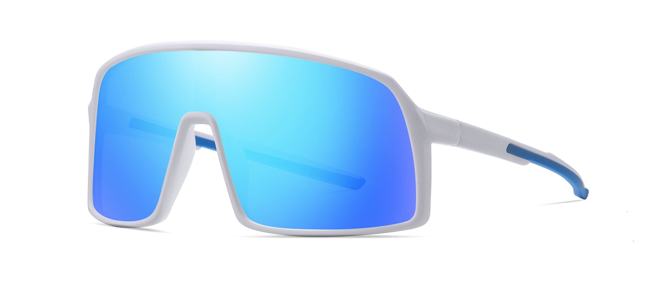 PACIEA Fahrradbrille Fahrradbrille Sportbrille Damen Herren Unisex polarisiert leicht weißblau