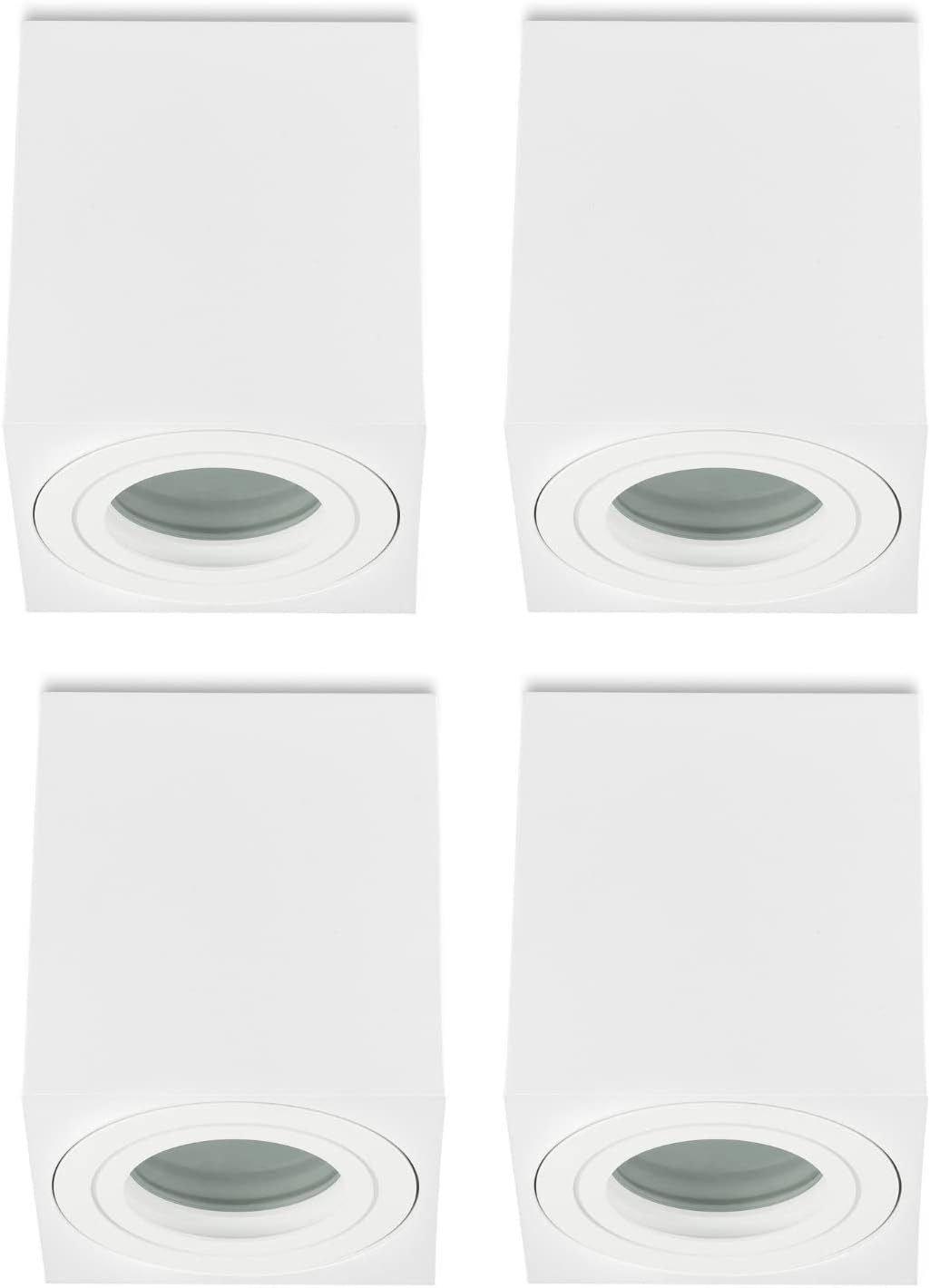 Aufbauleuchte 4er Set eckig GU10 IP44 Deckenspots Aluminium für Küche § Bad