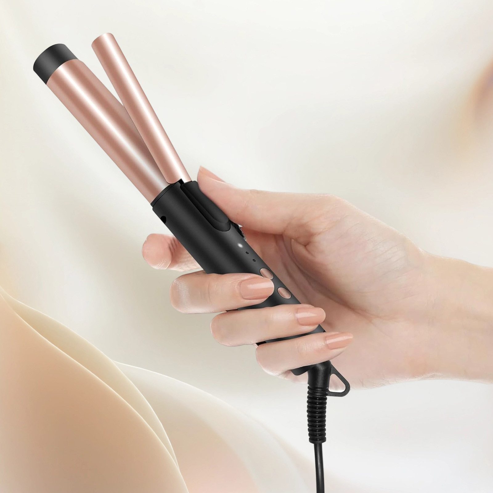 MODFU Lockenstab Haarglätter für Locken Lockenstyler Haarwellenstab, Turmalin-Keramik, mit Drei Temperaturstufen 160°C-200°C 360° drehbares Kabel