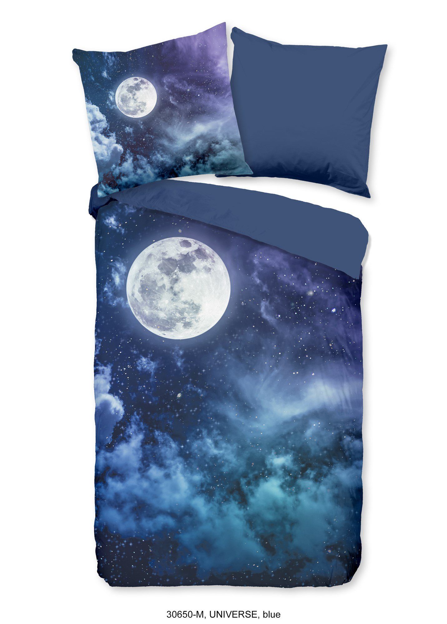 PURE luxury collection Jugendbettwäsche UNIVERSE Bettwäsche-Set Bettbezug & Kissenbezüge, Renforcé, 2 teilig, universum