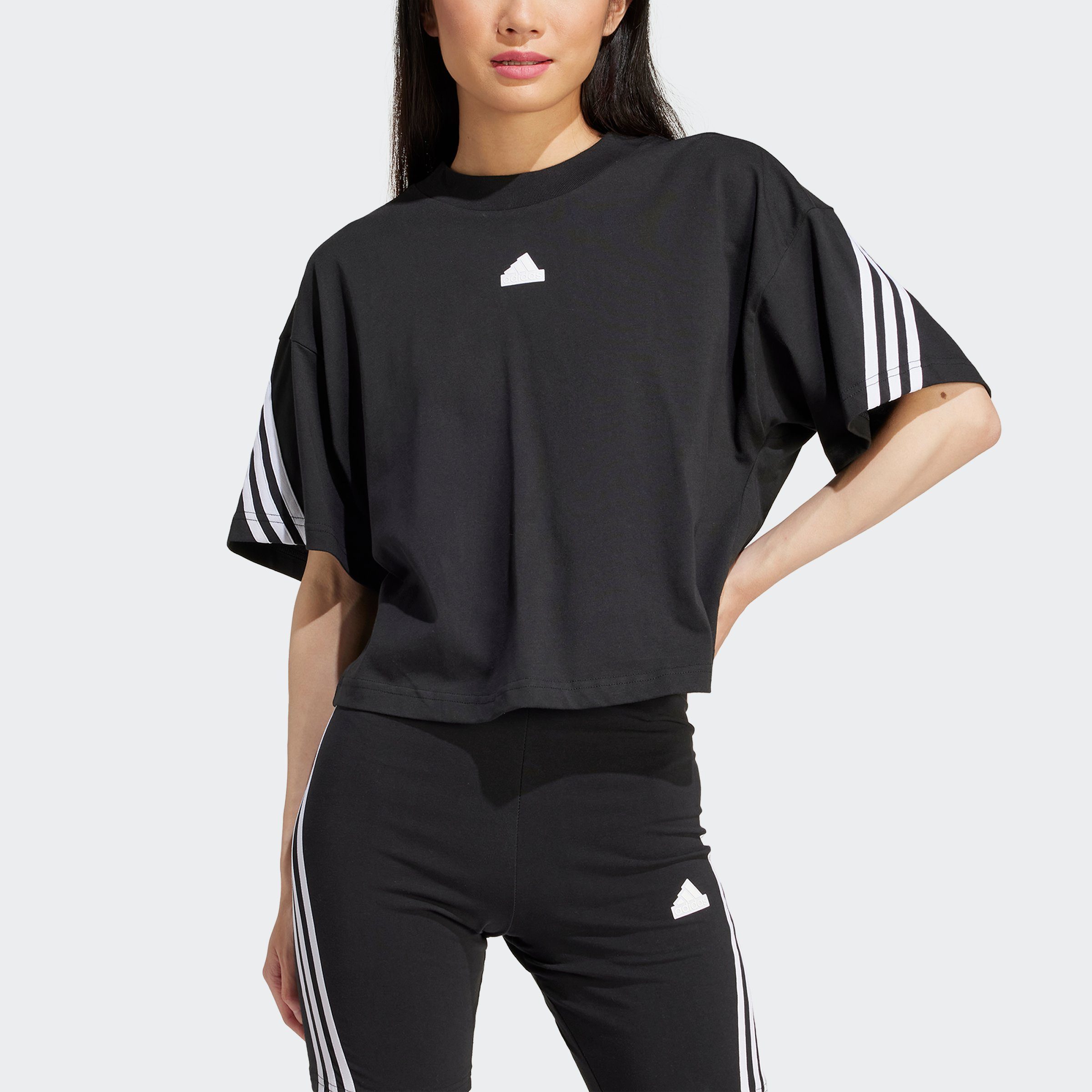 adidas Sportswear locker 3S Baumwollshirt T-Shirt FI mit TEE, W auffälligen Ein geschnittenes