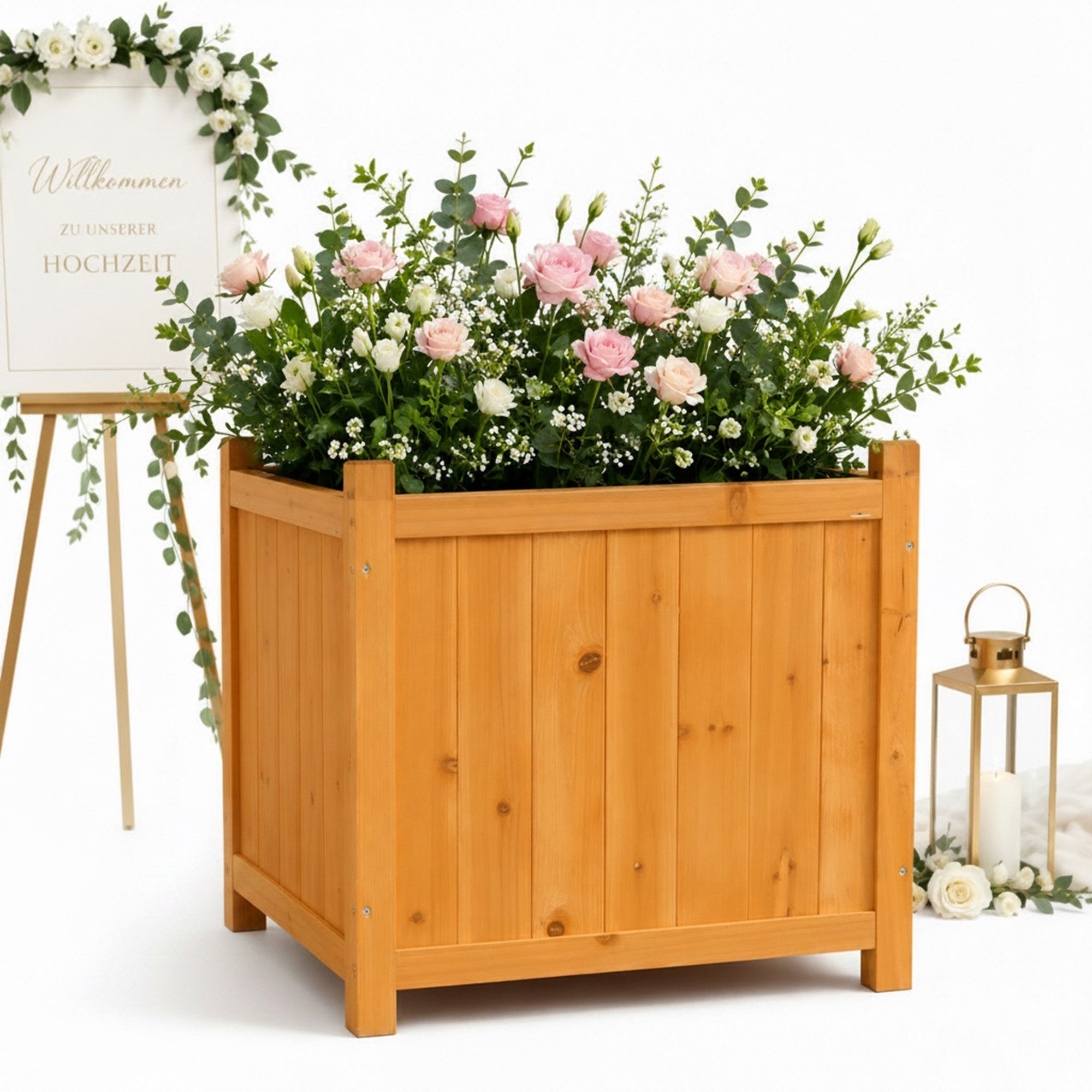 Mucola Blumentopf Blumenkübel 50x50cm Grau Pflanzkasten Blumentrog Blumentopf Übertopf (Stück, 1 St., Premium-Kübel), Innenbereich mit schwarzer Schutzfolie