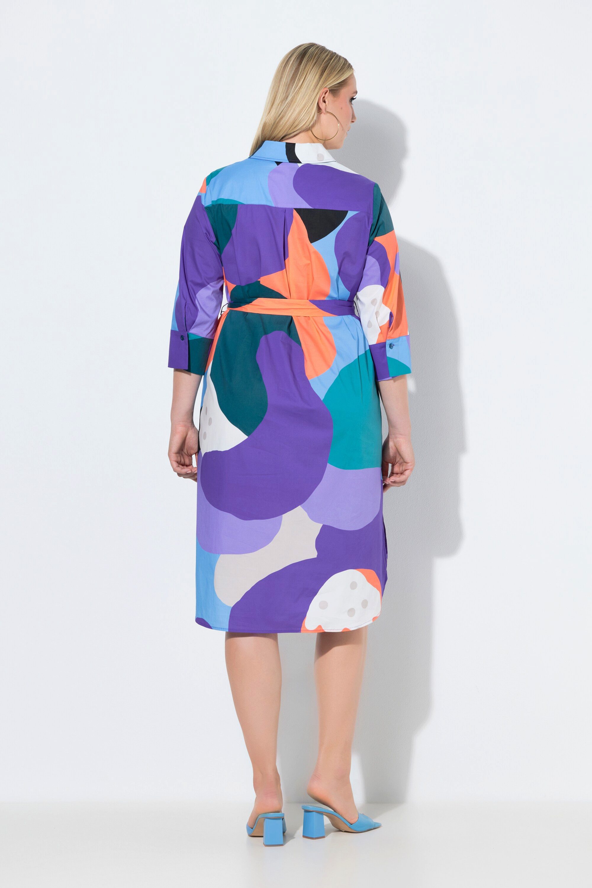 Ulla Popken Maxikleid Hemdblusen-Midikleid Grafik A-Linie Hemdkragen