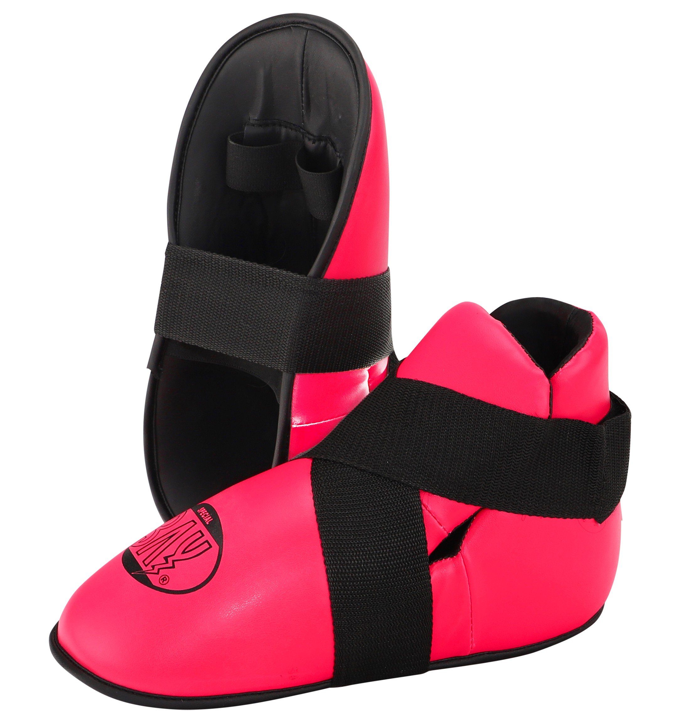 BAY-Sports Fußschutz Kickboxen S-Kick Fußschützer Kampfsport Fußschoner Superkick pink, Für Kinder und Erwachsene, XXS - M, Safety, Kunstleder