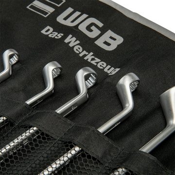 WGB BASIC PLUS Ringschlüssel Doppelringschlüssel-Satz (Set, 8 St), gekröpft, Chrom-Vanadium Stahl, verchromt, in Rolltasche