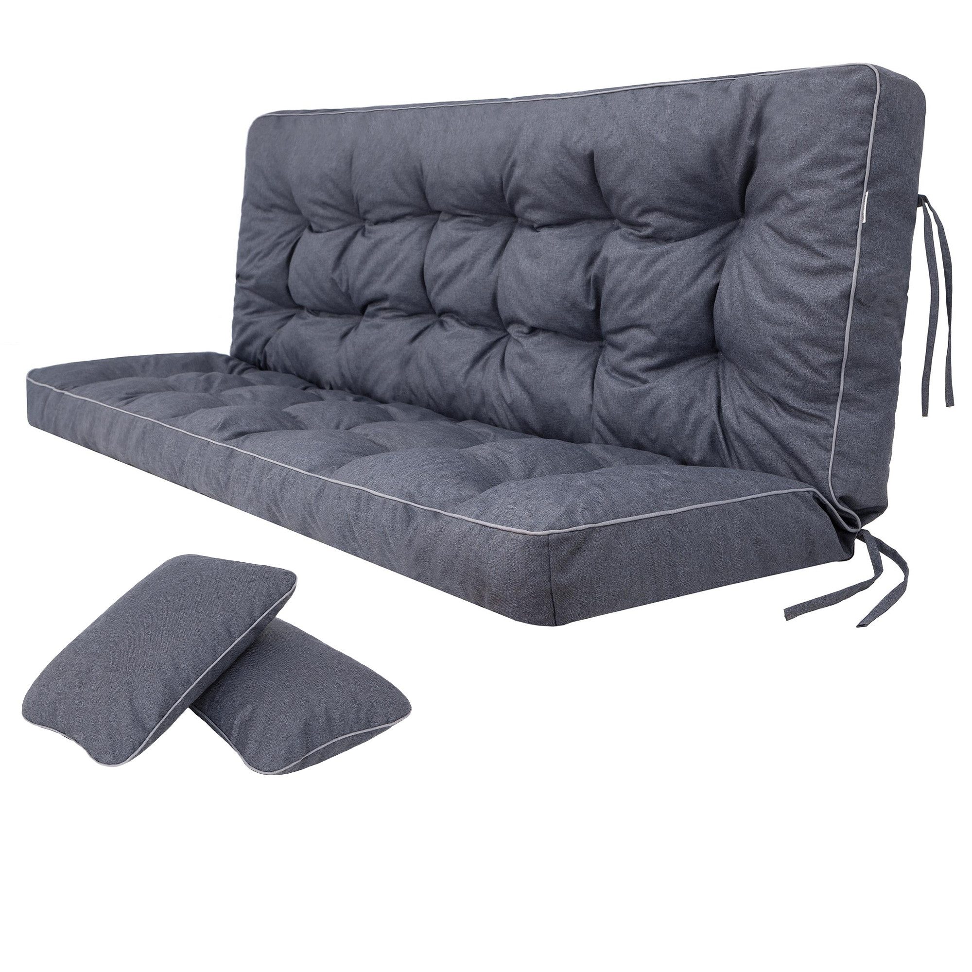 Hobbygarden Bankauflage Polsterauflage POLA 100, 120, 150 oder 180 cm, für Gartenbank & Hollywoodschaukel inkl. 2 Seitenkissen