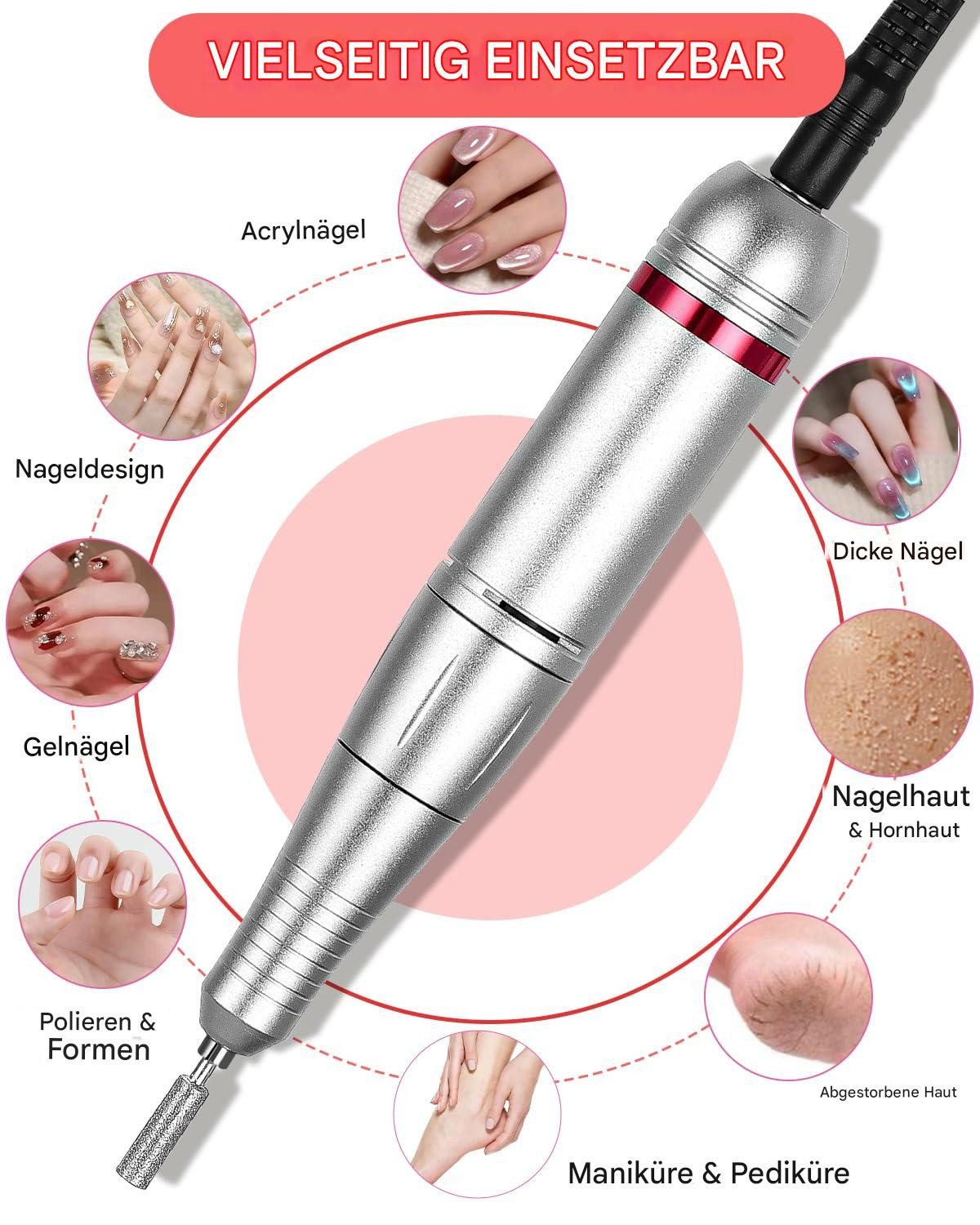 SinLaw Maniküre-Pediküre-Set Professional nail clippers, electric nail files, nail drill sets, 45.000 U/min für Maniküre, Polieren und Acrylnagelkleberentfernung