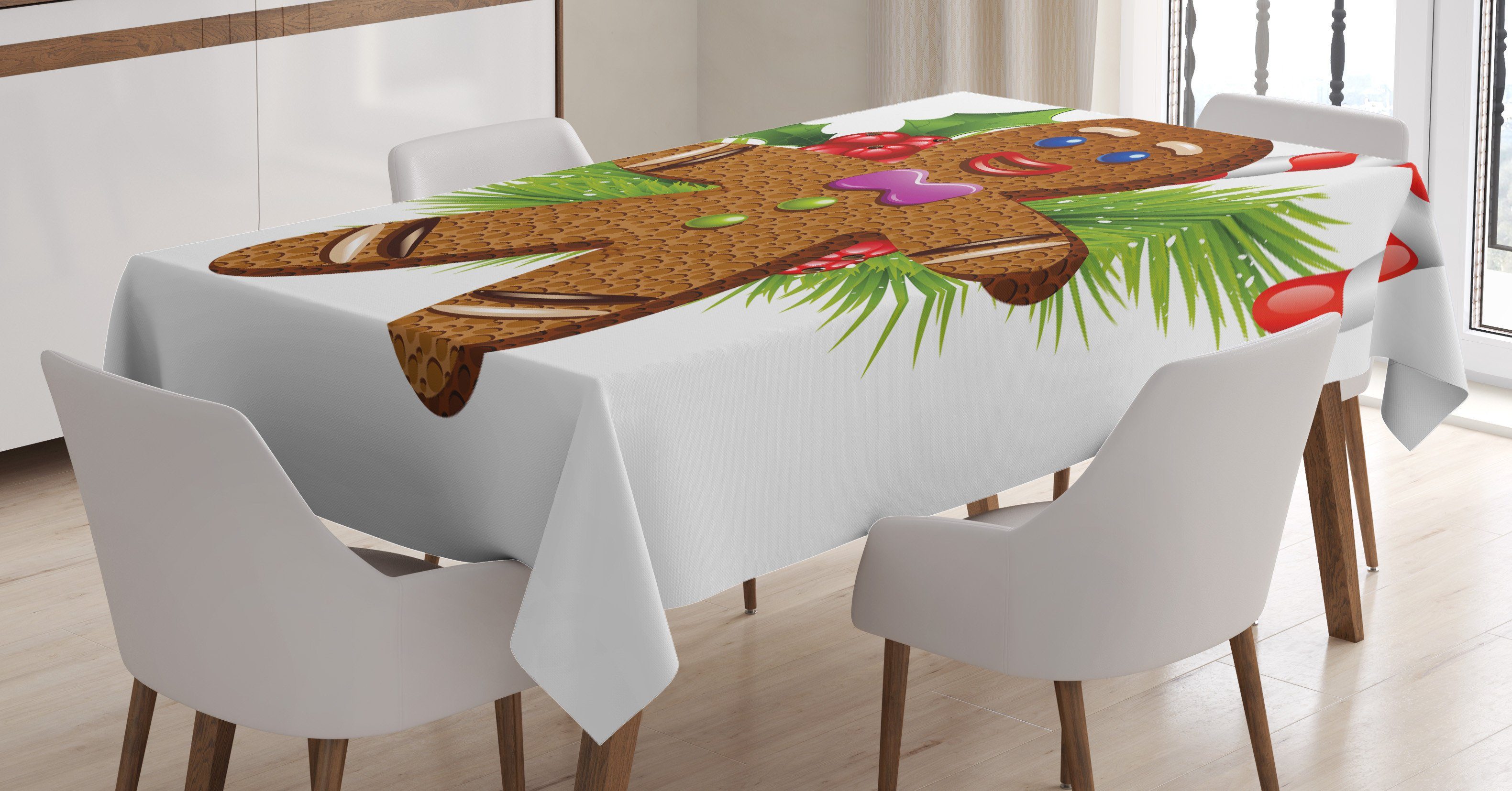 Abakuhaus Tischdecke Farbfest Waschbar Für den Außen Bereich geeignet Klare Farben, Lebkuchenmann Weihnachten