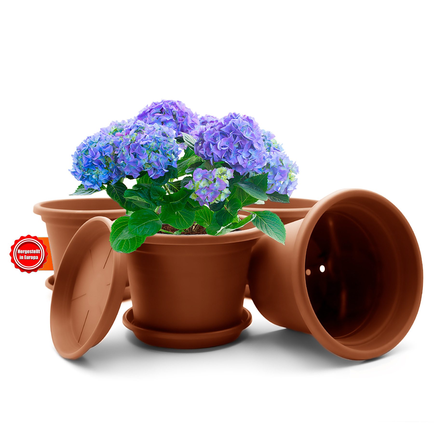 BigDean Blumentopf 4 Stück Pflanzkübel mit Untersetzer rund ø 30 cm Terraco günstig online kaufen