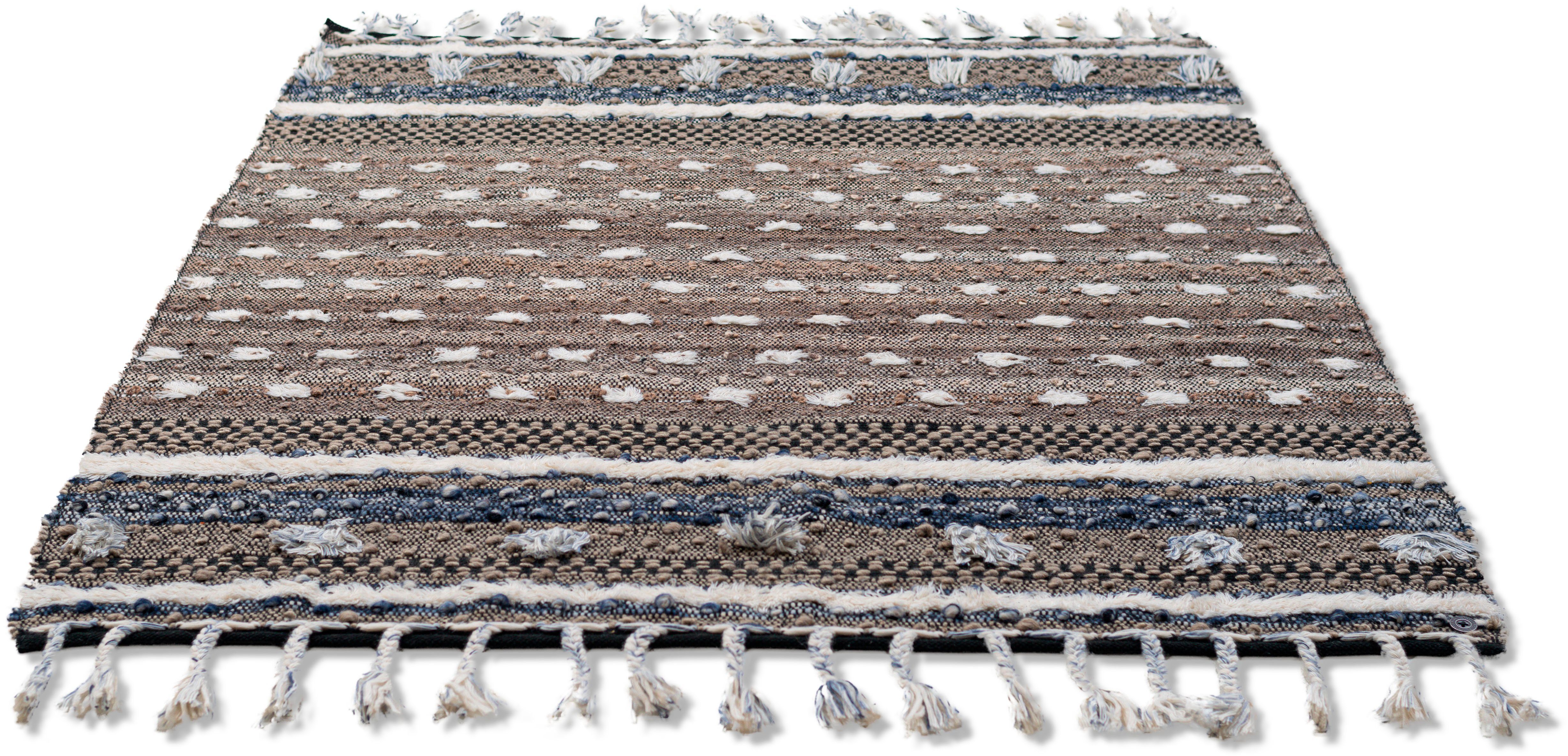 TOM TAILOR HOME Wollteppich Vintage Funky Nature, rechteckig, Höhe: 5 mm, reine Wolle, handgewebt, mit Fransen