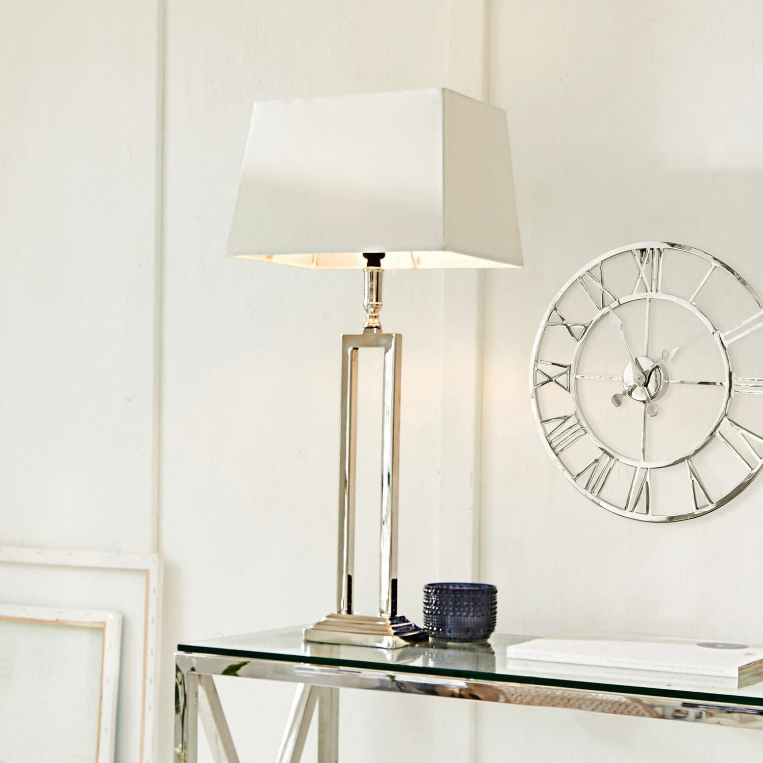 Mirabeau Tischleuchte Tischlampe Kinshaa creme/silber