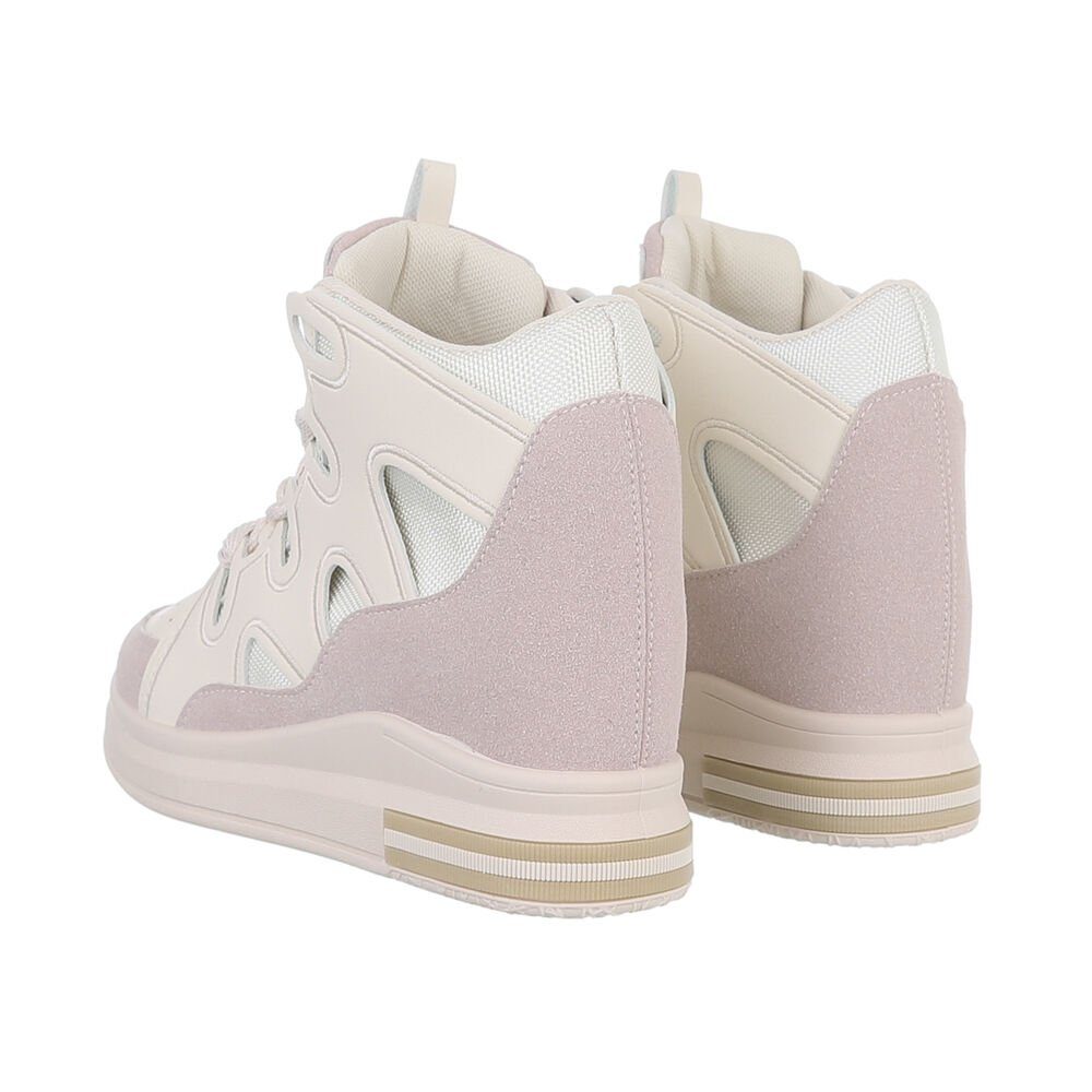 Ital-Design Damen High-Top Freizeit Sneakerboots (84463403) Keilabsatz/Wedge Sneakers High in Creme