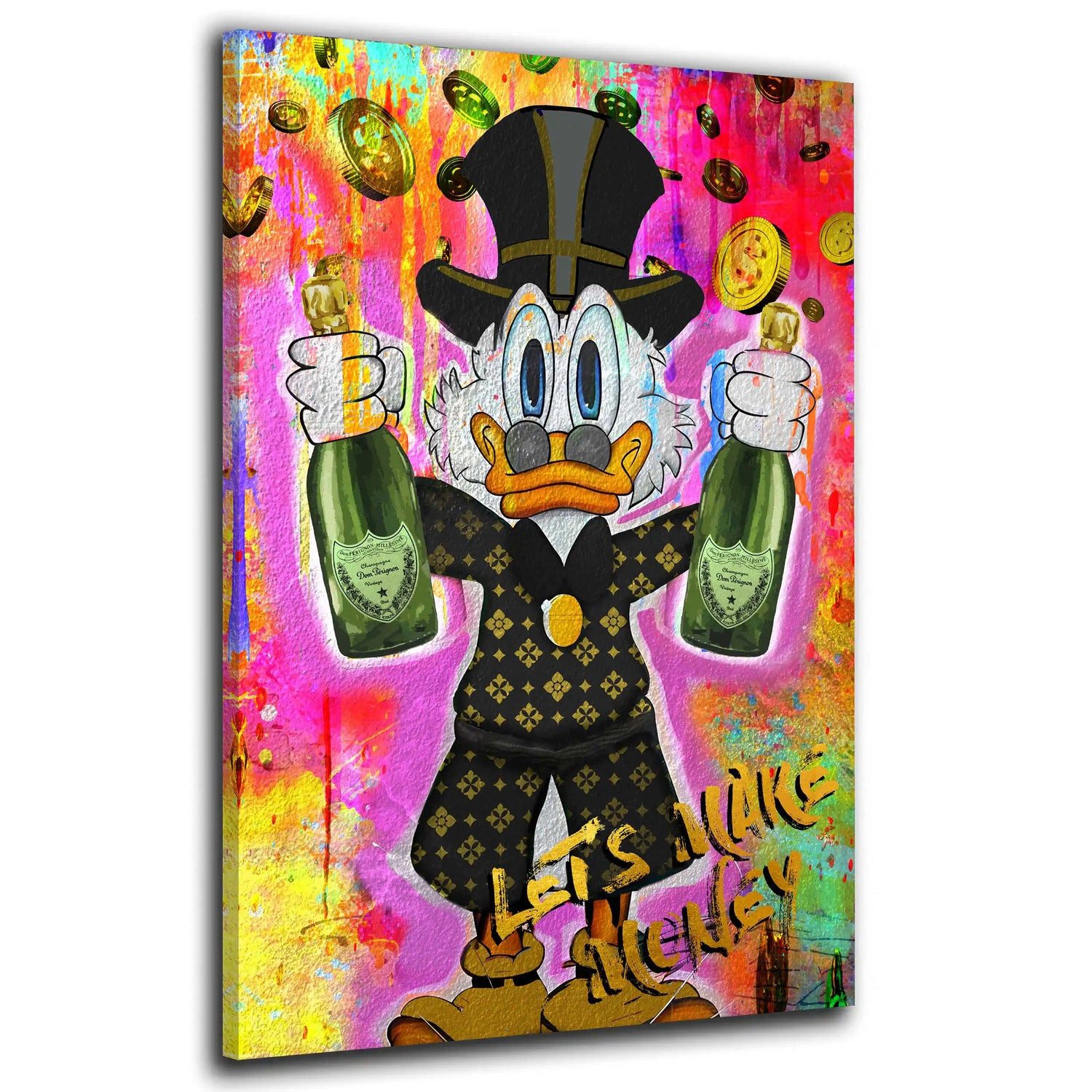Leinwandbild Rich Duck Pop Art Wandbild Leinwandbild Kunstdruck XL Deko