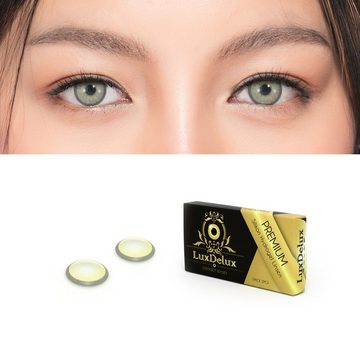 LuxDelux Farblinsen Cocoa Inter-Beige - Farbige Kontaktlinsen Beige-Braun mit dunklen Rand, Weiche Farblinsen