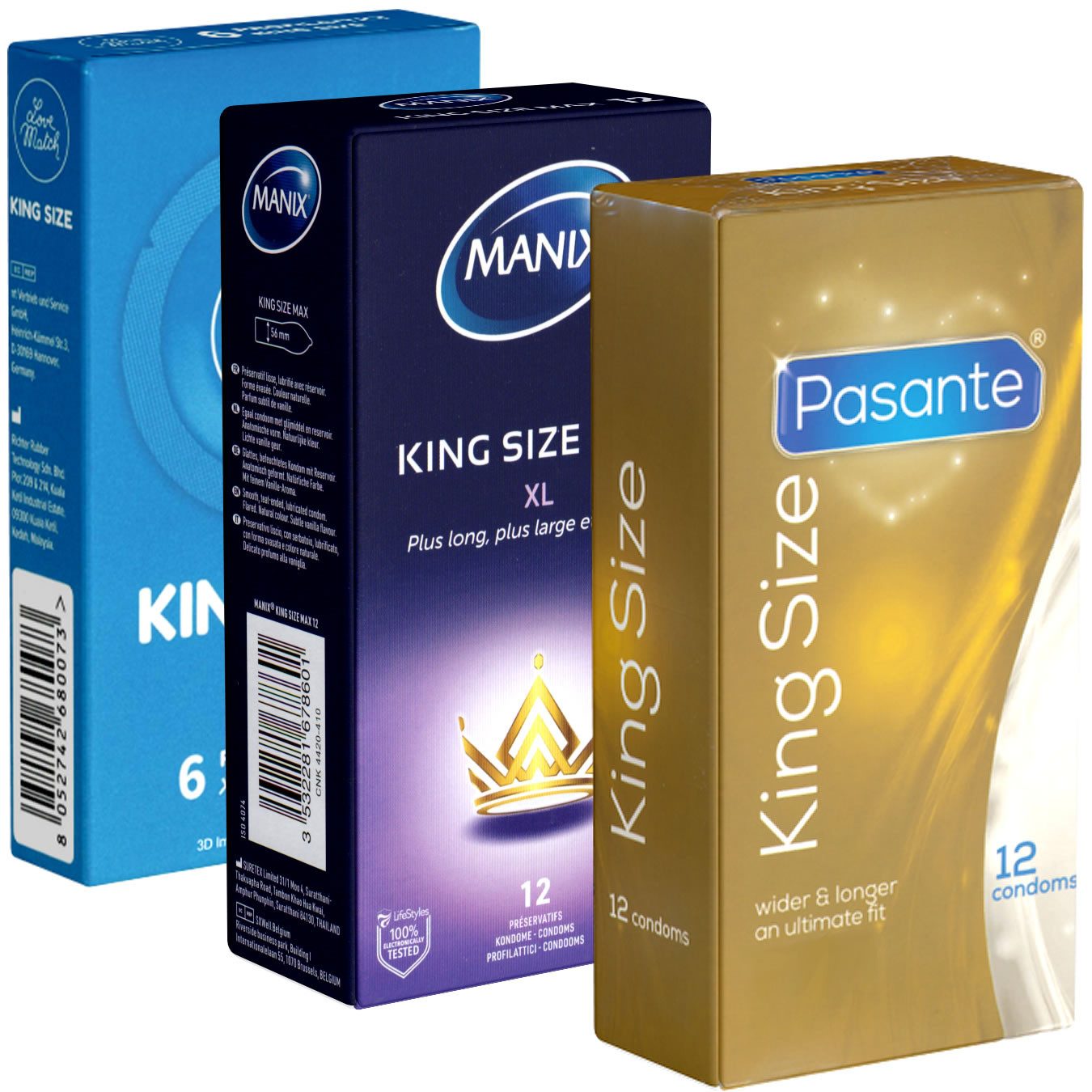 Kondomotheke XXL-Kondome King Size Mix Spar-Set, 30 St., extra große Kondome, Probierset, Testset, Kondome für den ganz großen Penis