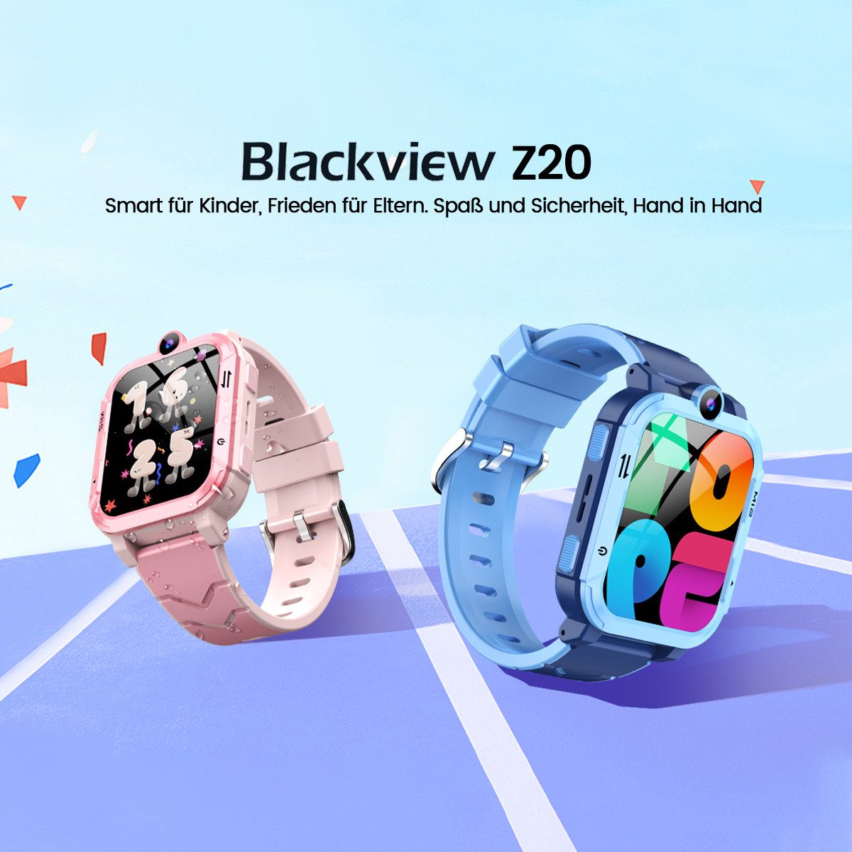 blackview Z20 4G Videoanruf, GPS, SOS-Taste, IP67 wasserdicht, 800mAh Kinder Smartwatch (1,83 Zoll), 1.83", 8 MP, GPS + LBS + WiFi, 800 mAh, IP67, 4G Nano SIM