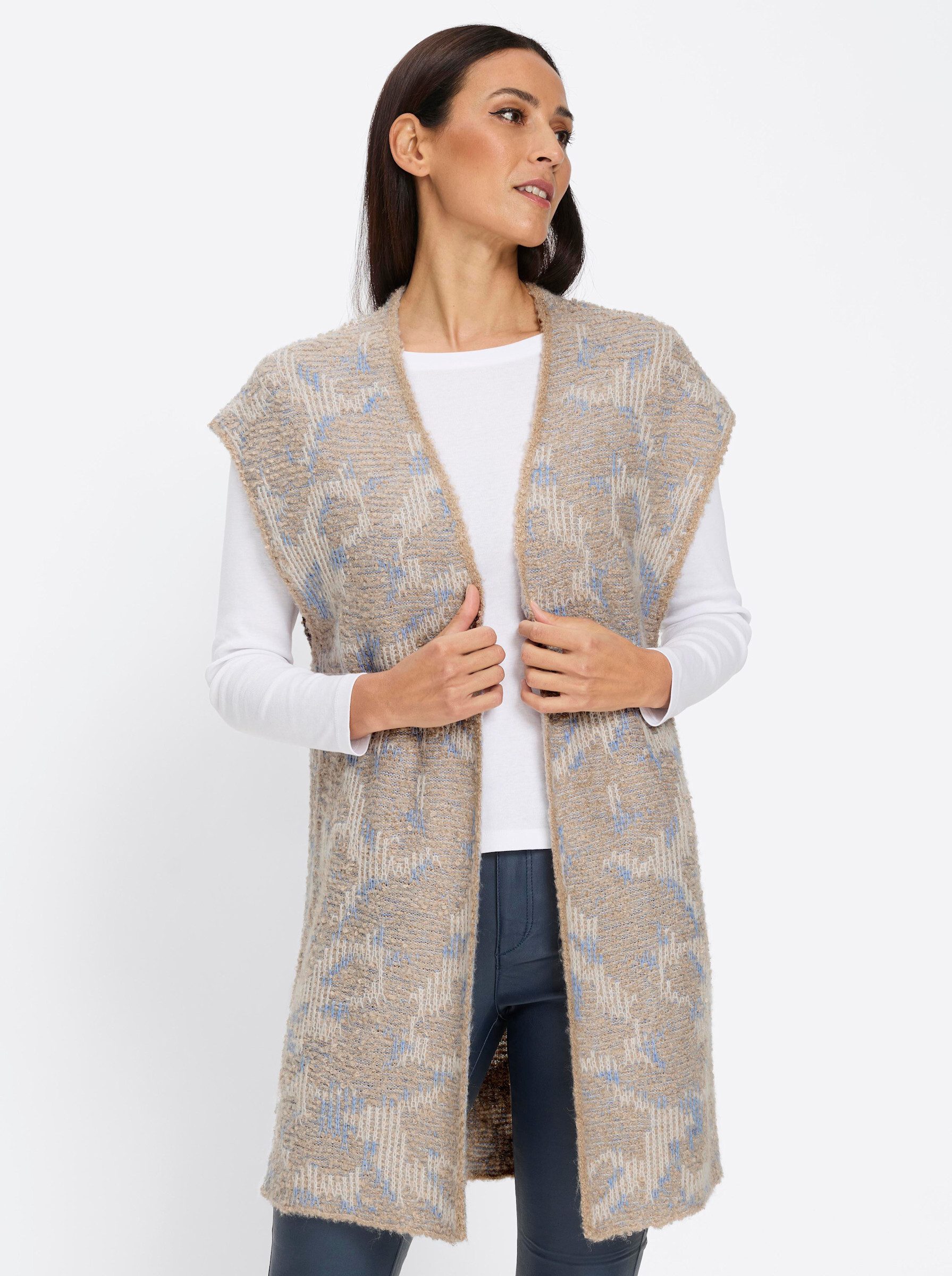 heine Strickweste Strickweste Ärmellos Jacquard, Effektgarn